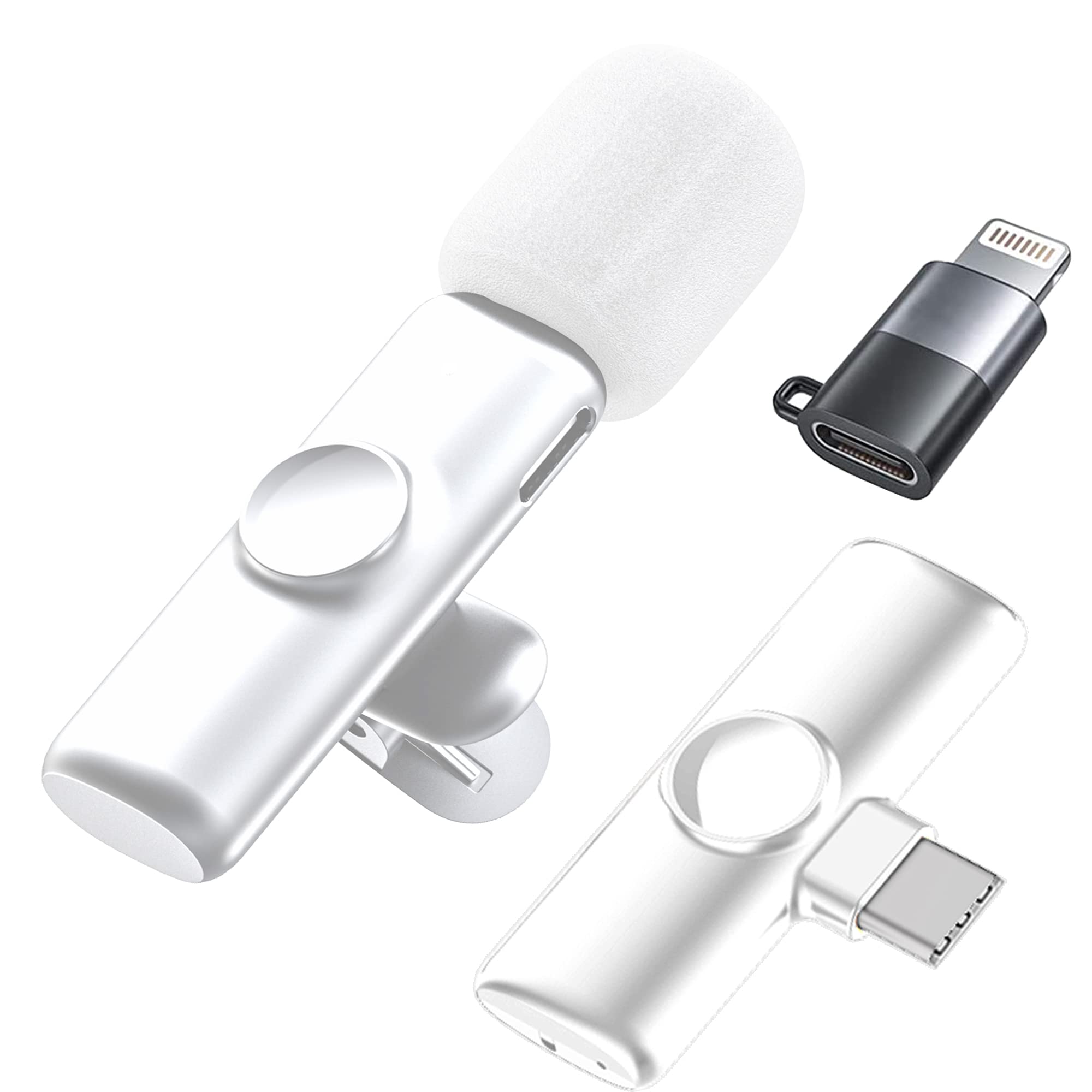 Wireless Lavalier Microphone for Smartphone - Plug & Play Noise Cancelling Mic for Laptop, Vlog, TikTok, YouTube, Facebook Live - Perfect for Podcasting, Interviews & Online Meetings (White)