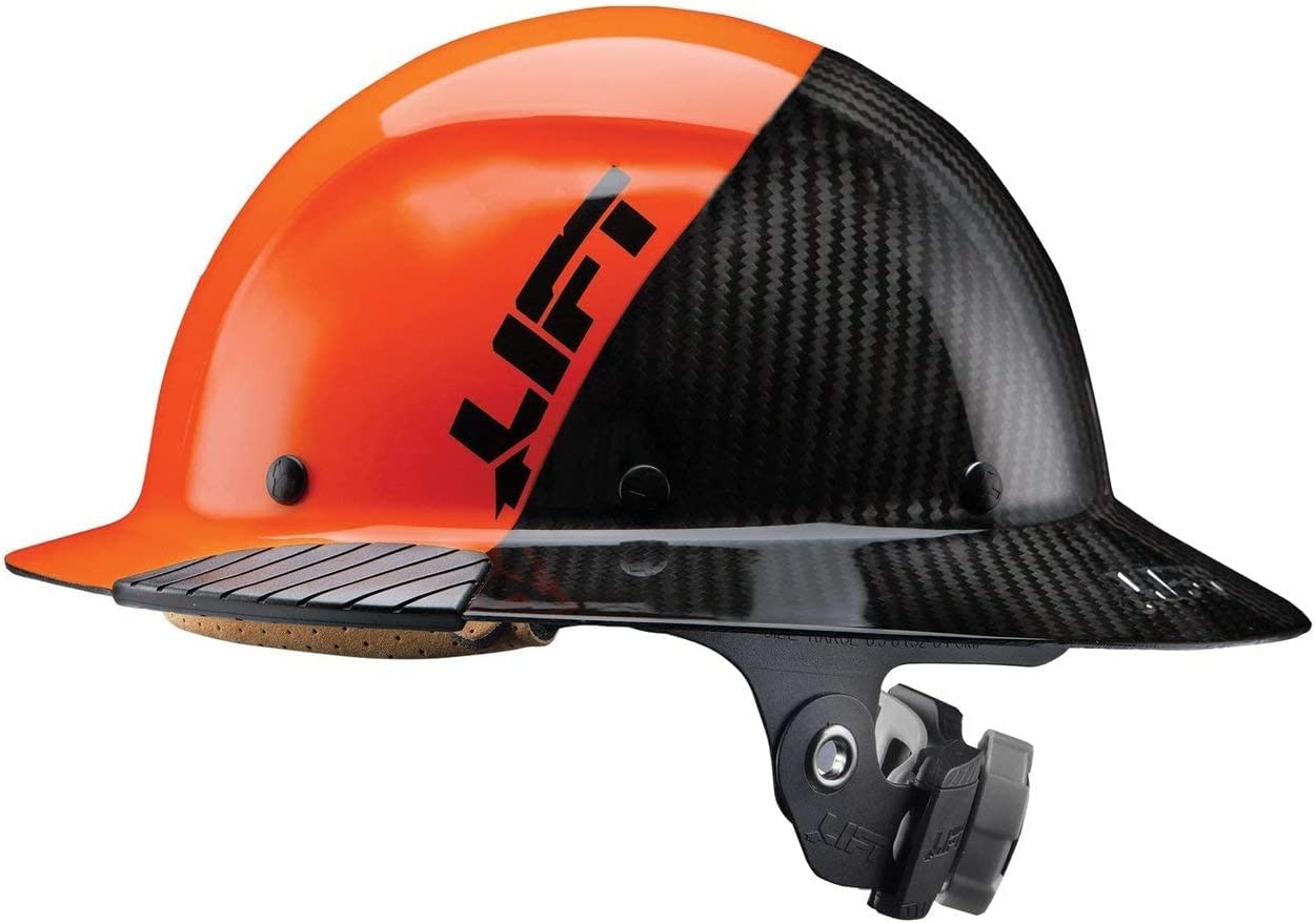 Lift Safety HDF50C-19OC Dax Fifty 50 Carbon Fiber Full Brim Hard Hat - Medium Size | Lightweight & Durable Construction for Construction, Mining & Industrial Safety Use