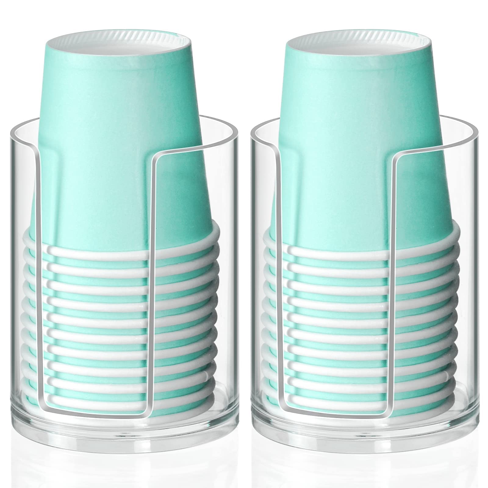 Disposable 3oz Paper Cup Holder - Clear Plastic Bathroom Cup Dispenser for Mouthwash & Rinsing Cups | Vanity Countertop Storage Solution (2 Pack) | Perfect for Dental Offices, Restaurants & Home Bathrooms