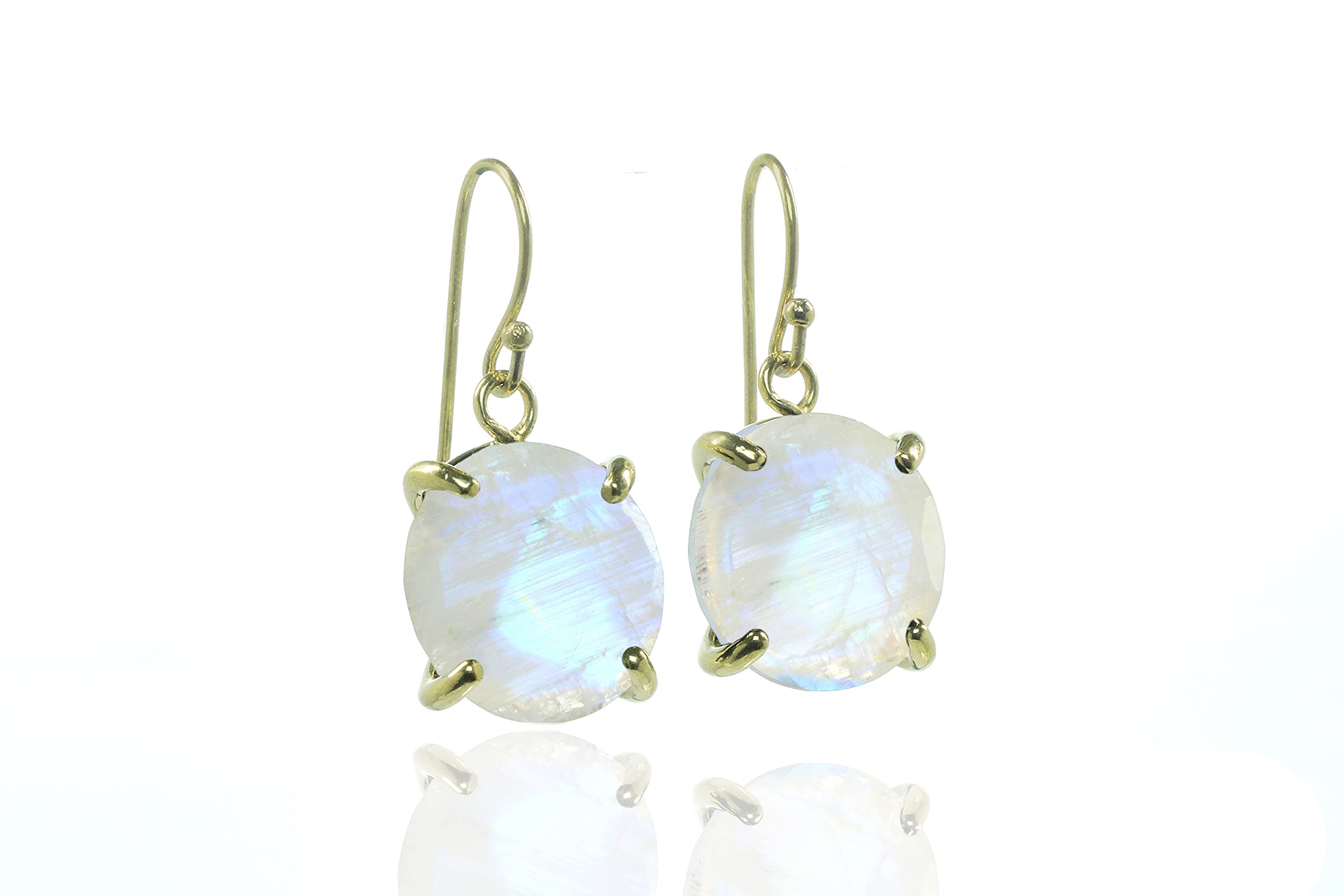 Artisan Moonstone Earrings for Women - 14k Gold Handmade Earrings, June Birthstone Jewelry Gift with Fancy Box - Perfect for Weddings, Parties & Special Occasions