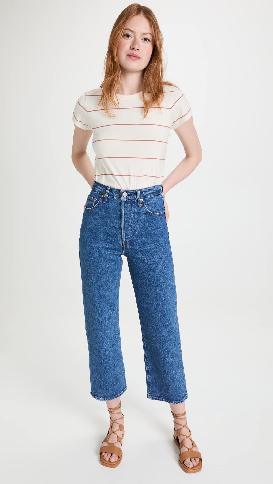 Levi's Women's Premium Ribcage Straight Ankle Jeans - High Waist Stretch Denim Pants for Casual Wear & Everyday Outfits