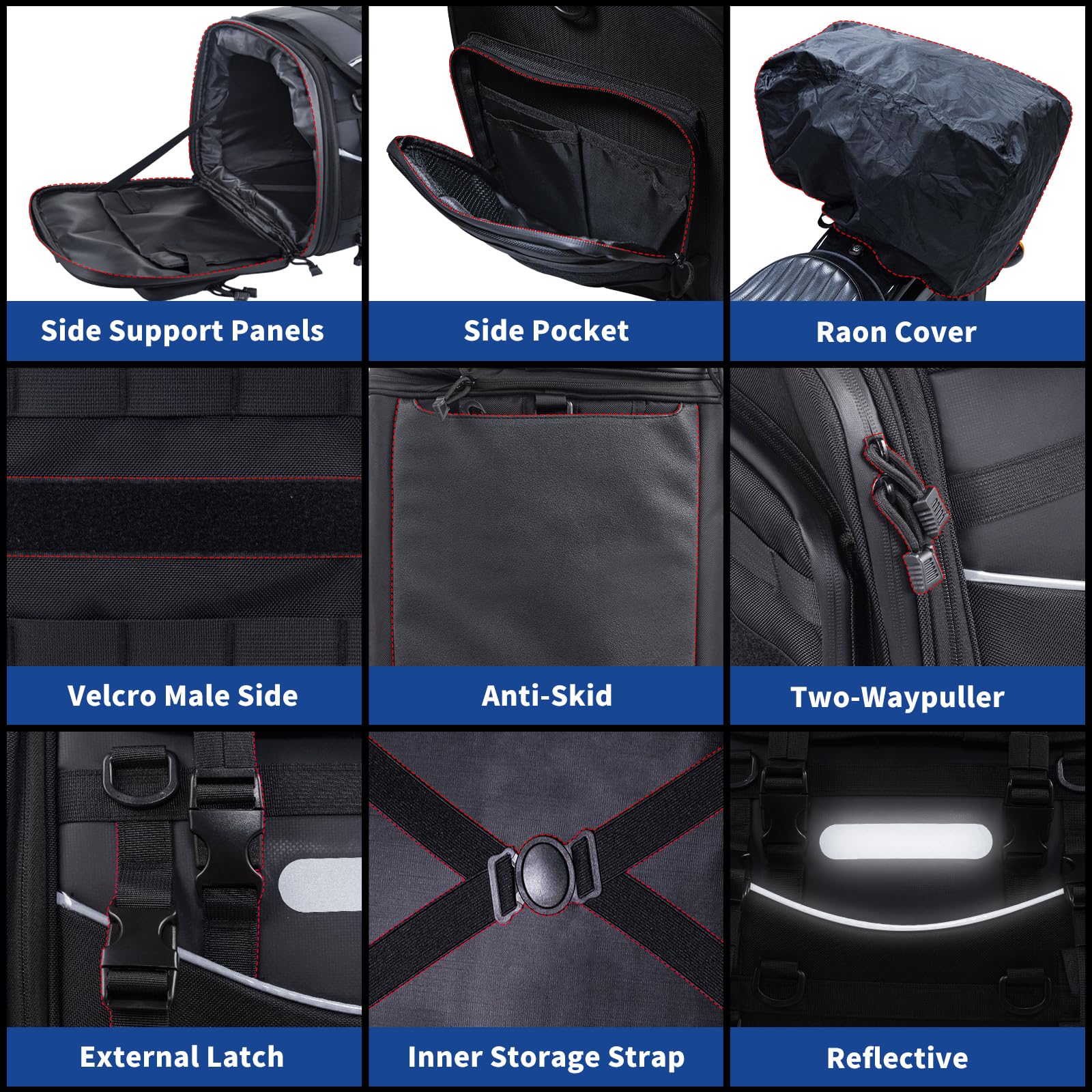 **Universal Motorcycle Travel Luggage - 60-85L Expandable Tail Bag (15-22 Gallon) | All-Weather Rack Bag, Sissy Bar Bag & Helmet Storage | Waterproof Tour Pack Backpack with 6 Straps & Cover | Ideal for Long-Distance Riding, Camping & Adventure Trips**
