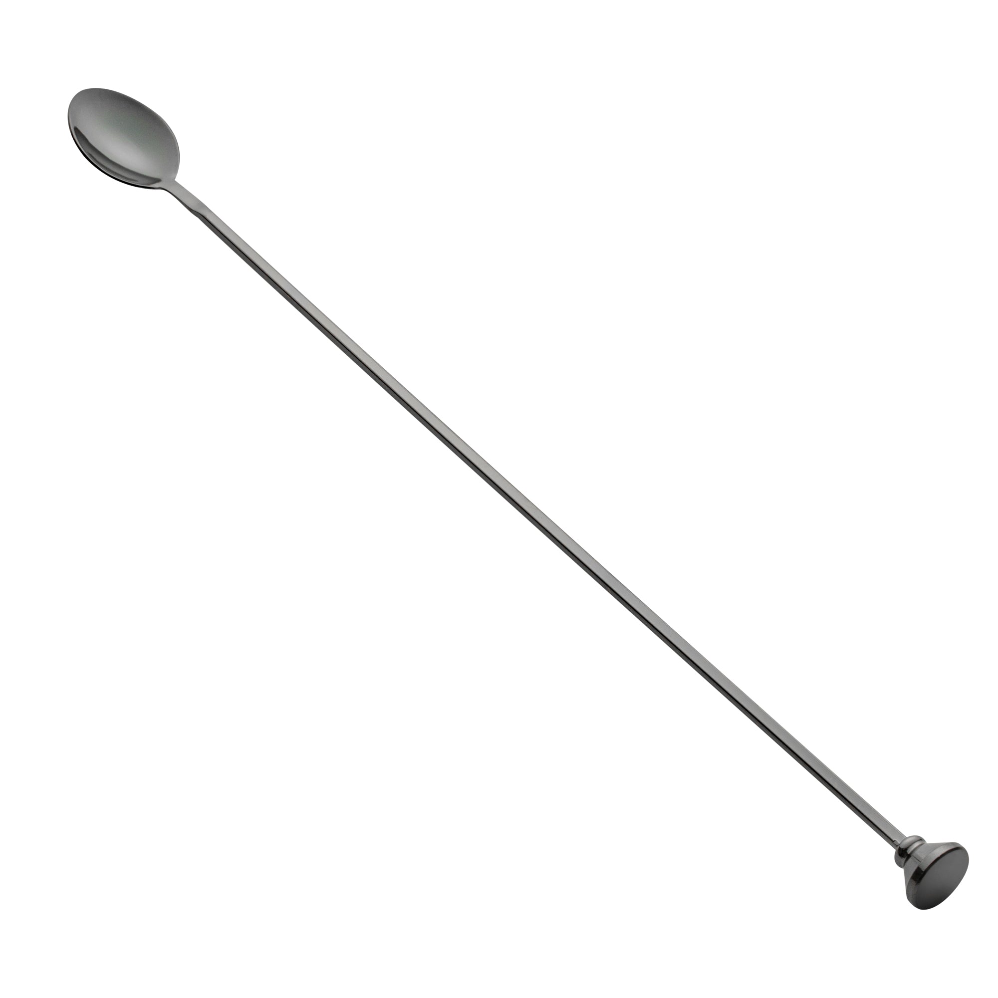 Premium Black Plated Stainless Steel Cocktail Muddler & Bar Spoon - 16