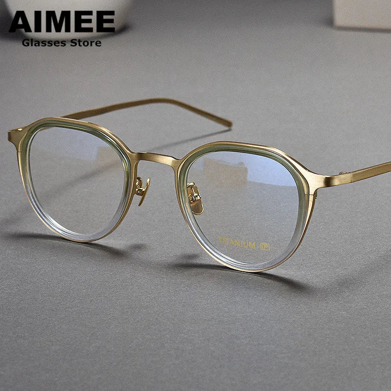 Unisex Full Rim Flat Top Oval Titanium Acetate Eyeglasses 10628 - Lightweight Durable Frames for Work, Reading & Everyday Wear