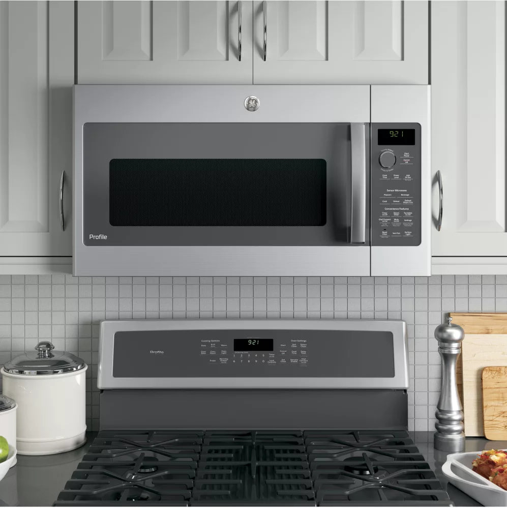 GE Profile PVM9215SKSS 30-Inch Over The Range Microwave Oven - Stainless Steel - Sensor Cooking, 1000W - Perfect for Modern Kitchens & Small Spaces
