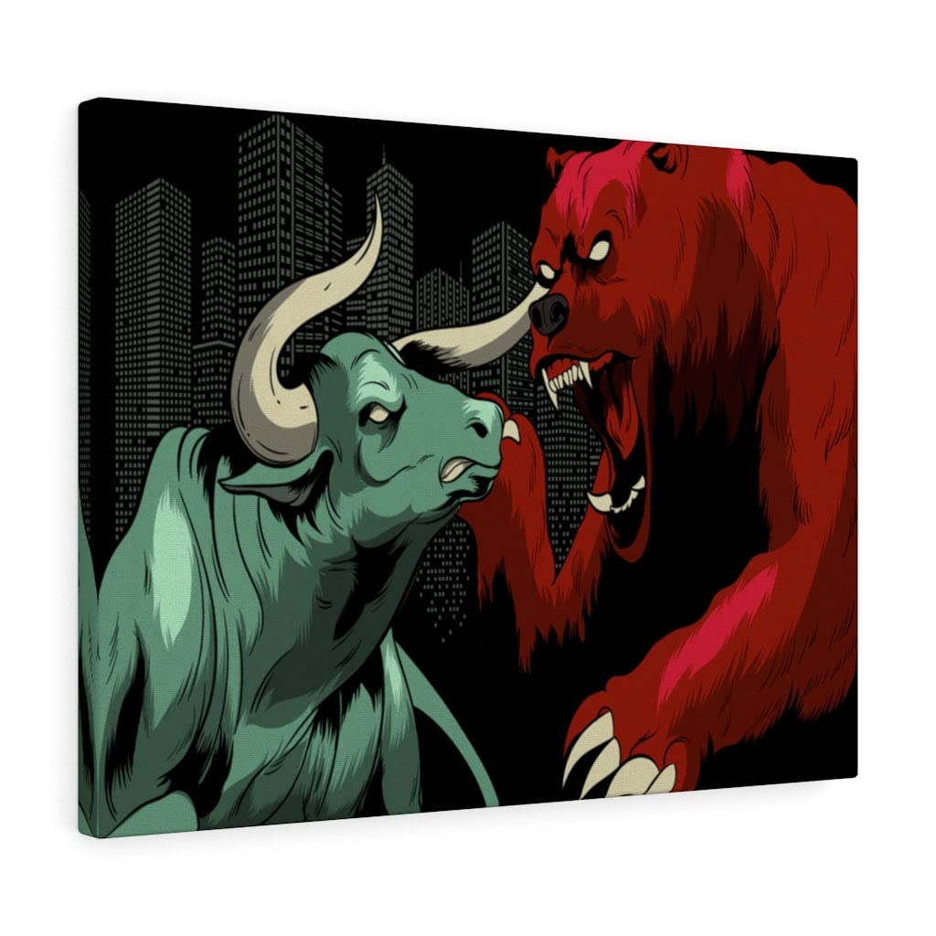 Bull vs Bear Wall Street Trading Art - Unique Stock Market Gift for Investors & Traders - Perfect for Home, Office Decor & Finance Enthusiasts
