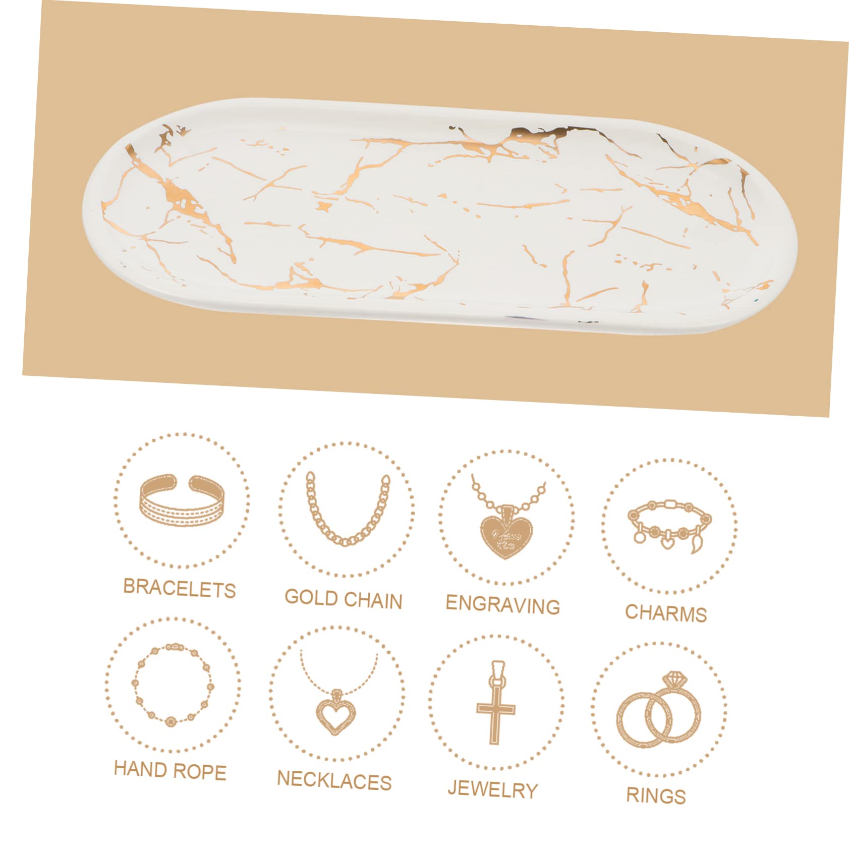 Hemoton White Marble Ceramic Plate - Elegant Fruit & Sushi Serving Tray, Decorative Soap Dish, Earring Organizer | Perfect for Dinner Parties, Home Decor & Bathroom Storage