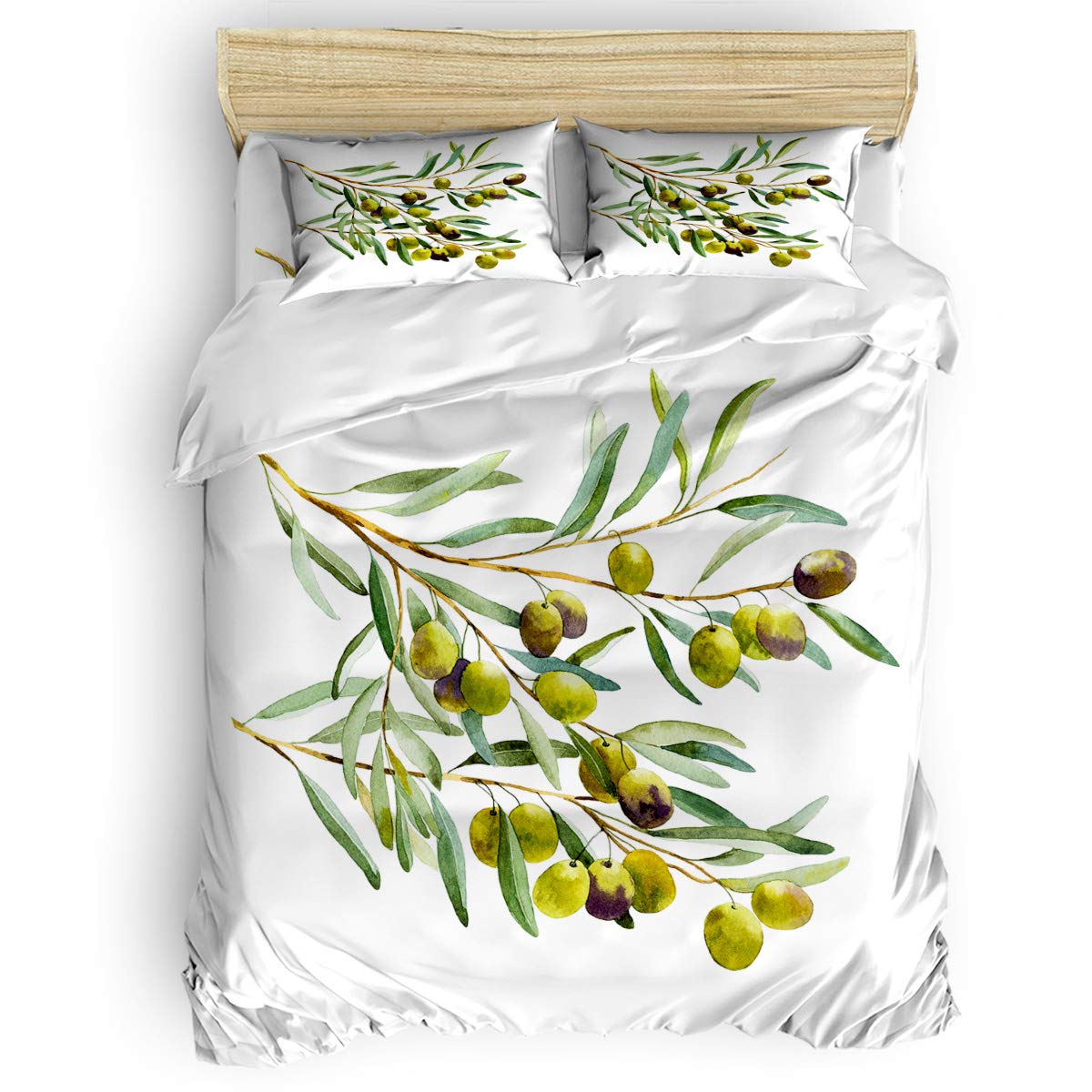 Sunteeny 4-Piece Twin Size Green Olive Duvet Cover Set - Soft Comforter & Quilt Cover for Kids & Adults - All Seasons Bedding Set - Perfect for Kids' Rooms, Guest Bedrooms & Cozy Home Decor