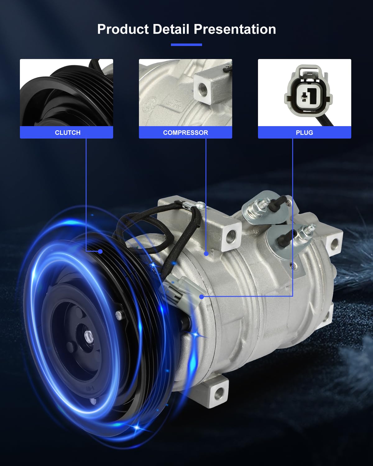 ECCPP High Performance AC Compressor - Fast Cooling Replacement for Acura MDX, Honda Odyssey & Pilot (1999-2004 Models) | Perfect for Summer Road Trips & Hot Weather Driving