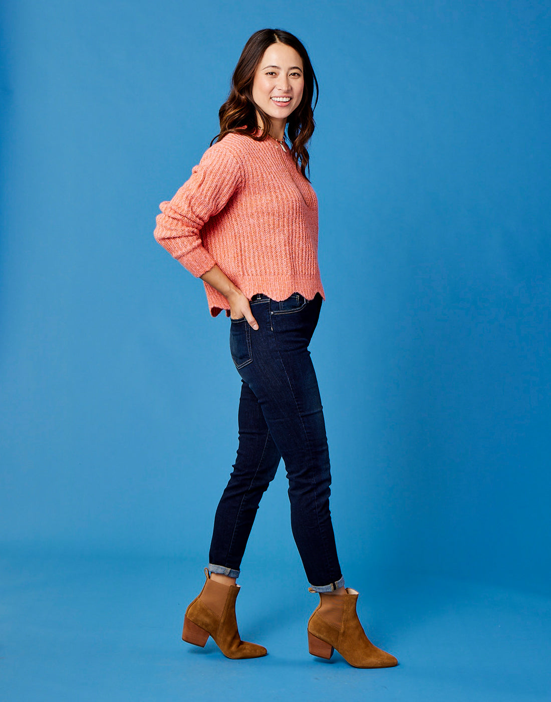 Groton Sweater - Soft Terracotta Heather Knit Pullover for Women | Cozy Fall & Winter Fashion | Perfect for Casual Outings, Office Wear, and Weekend Relaxation