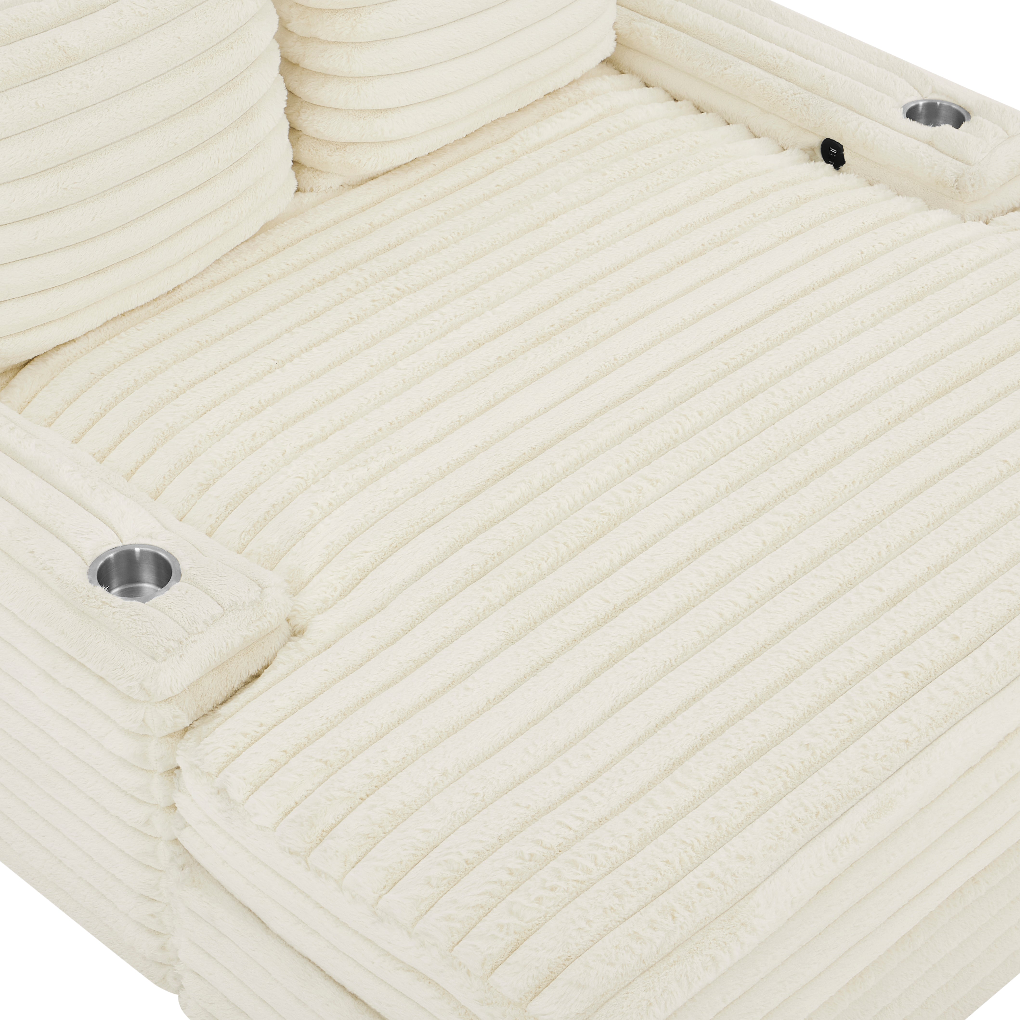 Roundhill Furniture Gaviella Plush Wide Wale Corduroy Oversized Multi-Functional Chaise Lounge - Comfortable Sofa Bed for Living Room, Bedroom & Home Theater Relaxation