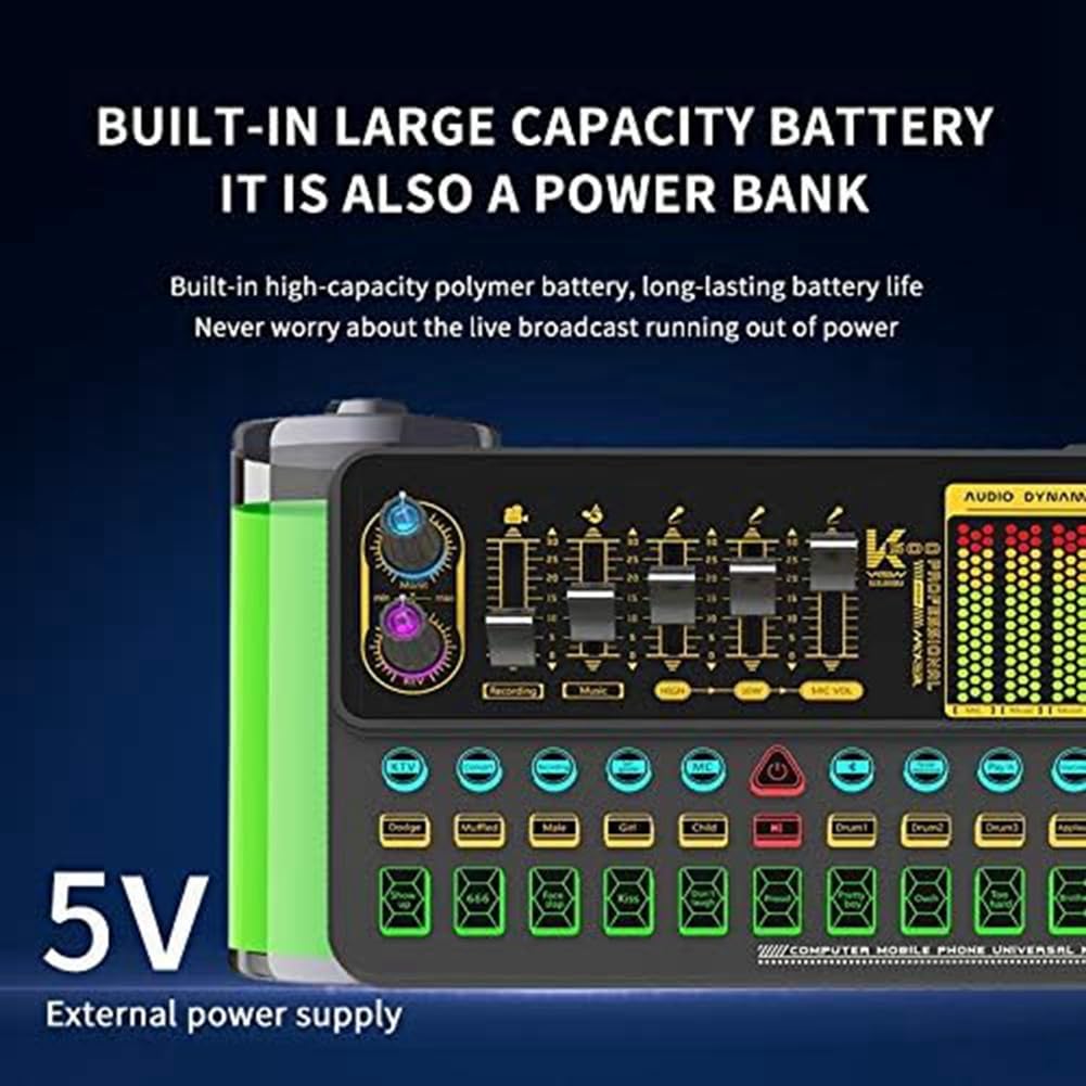 Komdndht K500 Sound Effects Board - ABS Live Sound Card for Phone & Computer - Perfect for Streaming, Podcasting, and Gaming Audio Enhancement