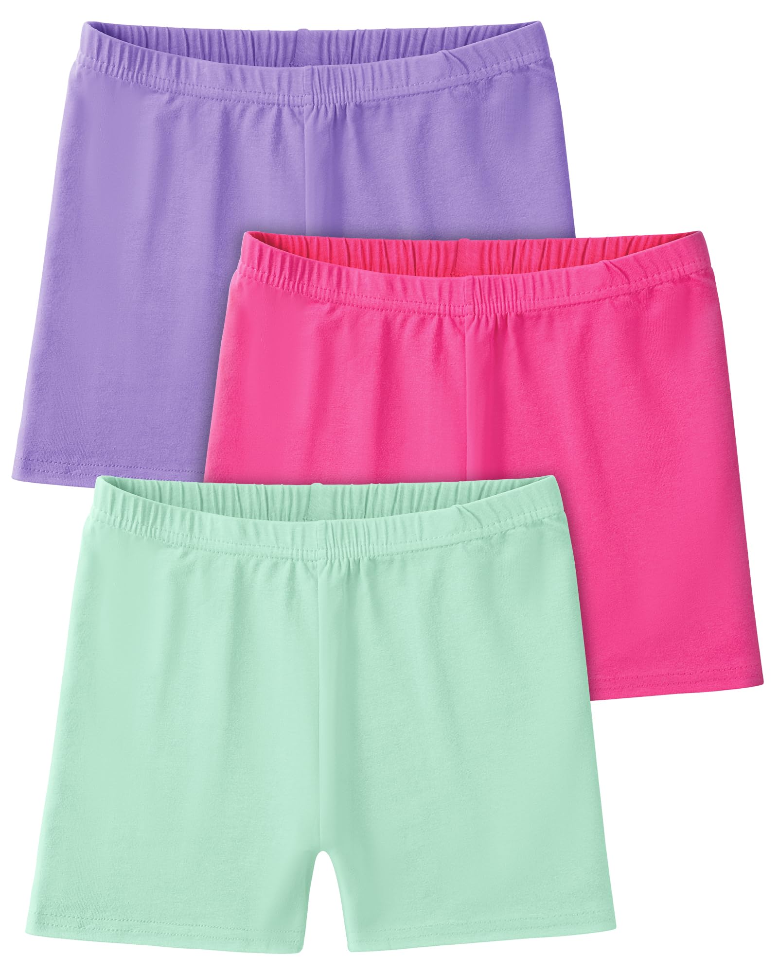 3 Pack Girls Bike Shorts - Cartwheel Shorts for Kids, Cotton Under Dress Shorts, Biker Shorts for Running, Dance, Gymnastics & Play - Soft & Comfortable for Active Girls
