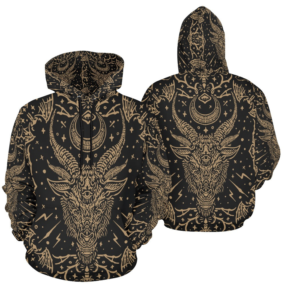 Baphomet and All-Seeing Eye Hoodie - Gothic Occult Streetwear for Men & Women | Perfect for Halloween, Cosplay, and Alternative Fashion