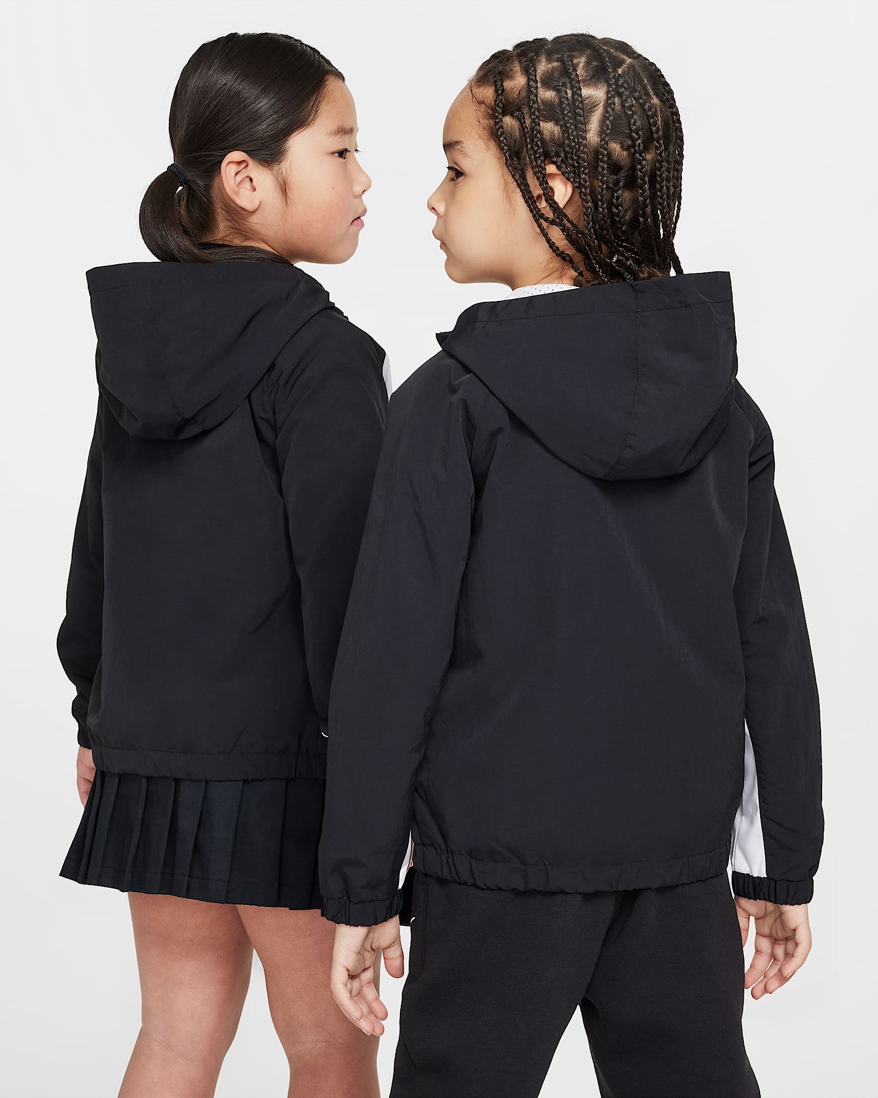 Nike Kids' Big Swoosh Black Jacket - Lightweight Windbreaker for Boys & Girls - Perfect for School, Sports & Outdoor Activities