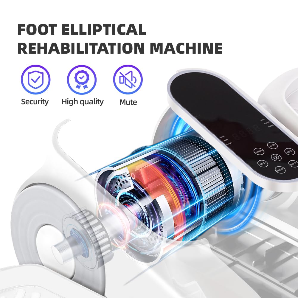 Under Desk Elliptical Machine - 12-Speed Electric Leg Exerciser with Remote & LCD Display | Portable Mini Elliptical Trainer for Home/Office | Ideal for Seniors Rehabilitation, Physical Therapy & Low-Impact Workouts