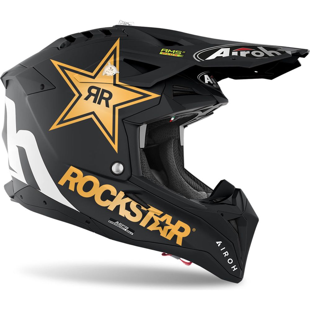 Airoh Aviator 3 Rockstar 22 Matt Black Motorcycle Helmet - DOT & ECE Certified for Street & Racing - Lightweight & Ventilated for Comfort - Perfect for Urban Commuting & Track Days