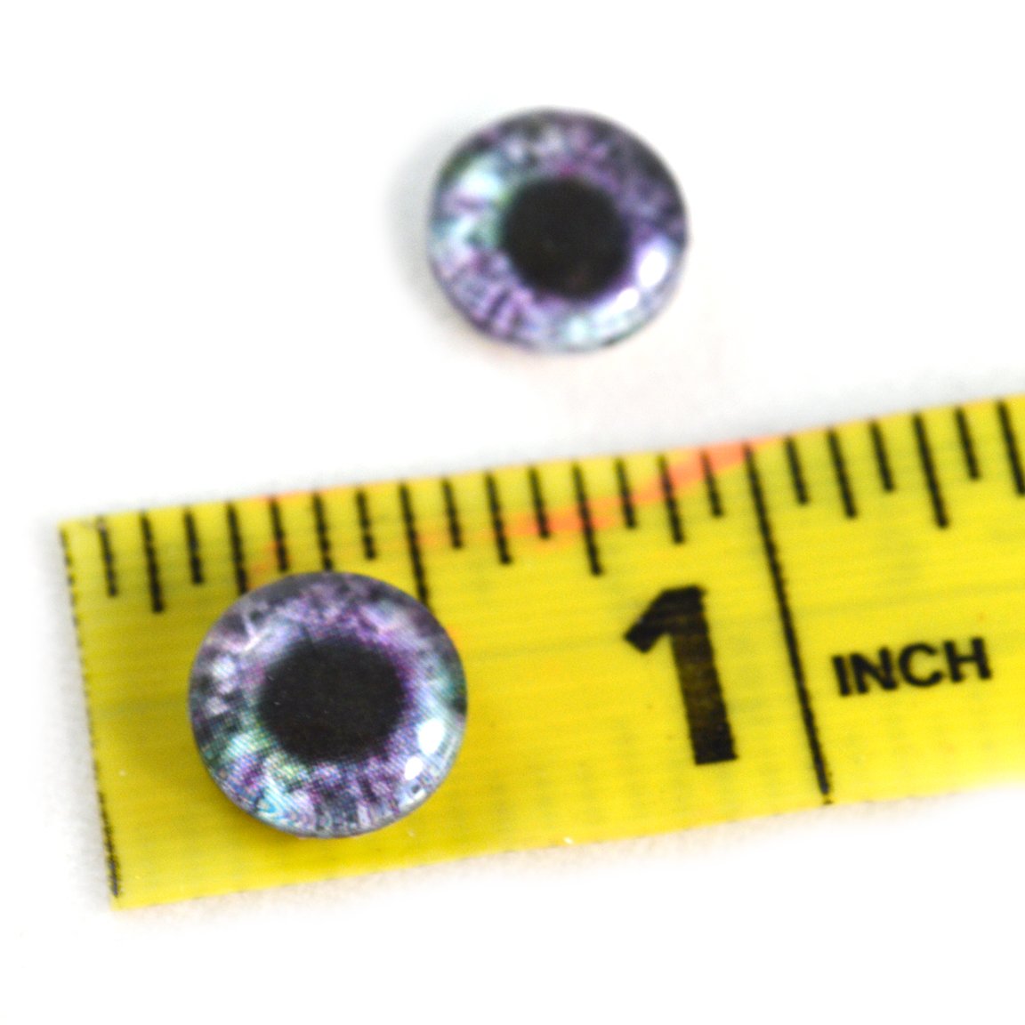 10mm Purple and Green Glass Eyes - Realistic Human-Inspired Doll Irises for Art, Polymer Clay, Taxidermy, Sculptures & Jewelry Making (Set of 2) - Perfect for DIY Crafts, Halloween Props, and Fantasy Dolls