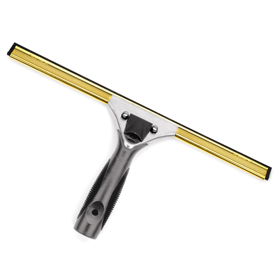 Ettore Pro Grip Quick Release Brass Window Squeegee - Heavy Duty Commercial Glass Cleaner for Storefronts, Cars, and Shower Doors