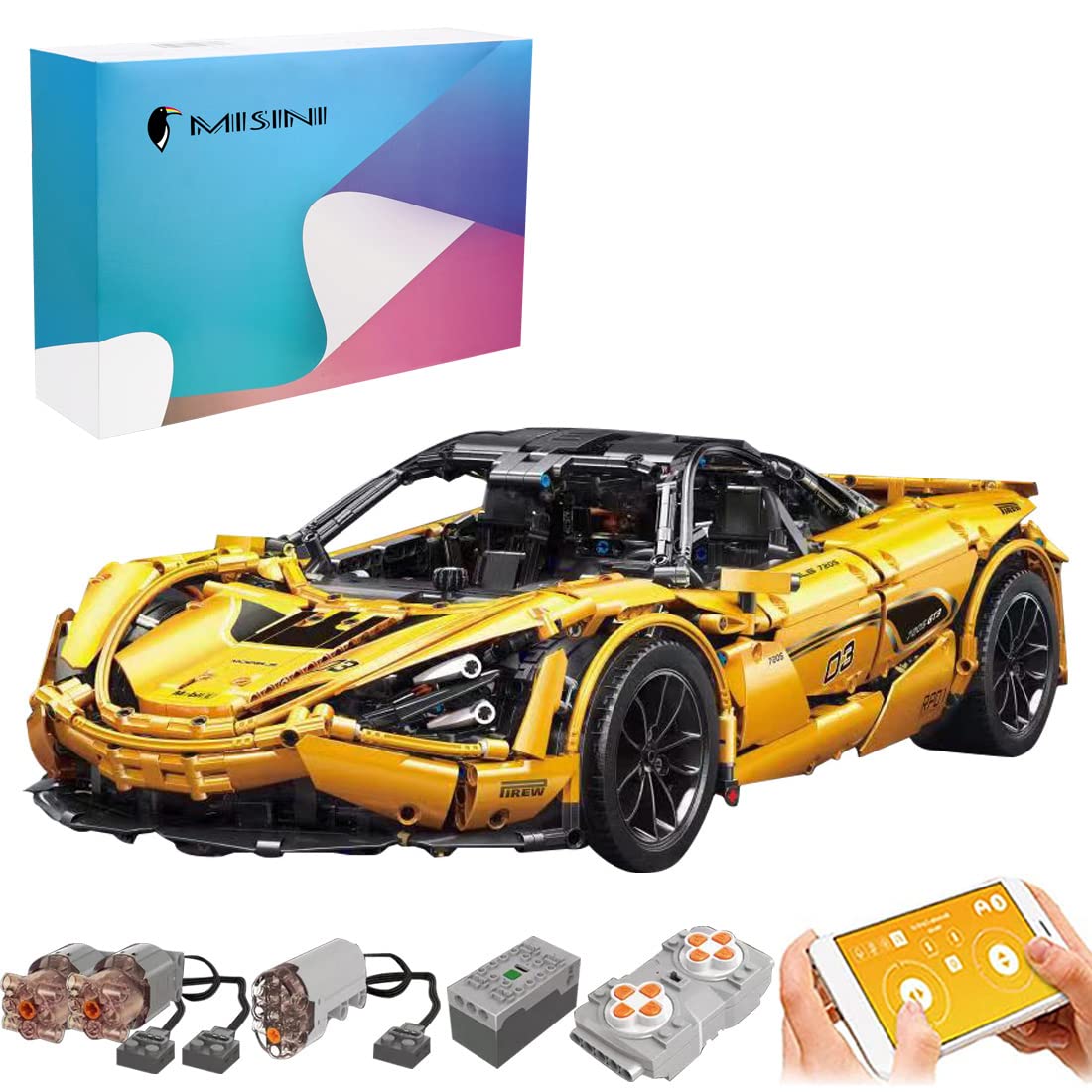 FanMei Sports Car 13145s 720s - Remote Control & App Controlled Model Building Blocks Kit (3149 Pcs) | Compatible with Lego Technic | STEM Educational Toy for Adults & Kids | Perfect for Birthday Gifts & Car Enthusiasts