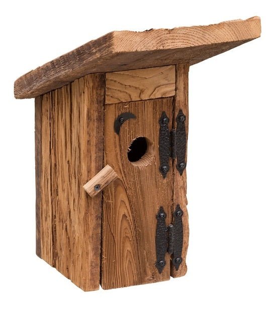 Amish Handmade Rustic Country Outhouse Birdhouse - Mushroom-Shaped Wooden Bird House for Garden, Patio & Backyard Decor