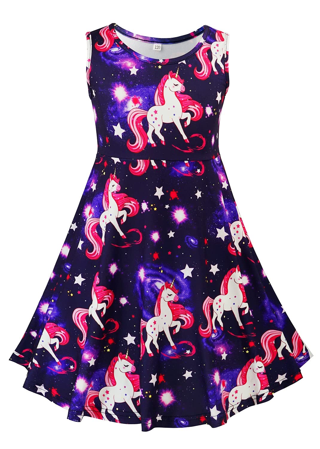 FOORSHES Girls Sleeveless Summer Dress - Floral Printed Twirl Party Dress for Toddler to Kids 3-11 Years | Perfect for Birthday Parties, School Events & Family Gatherings