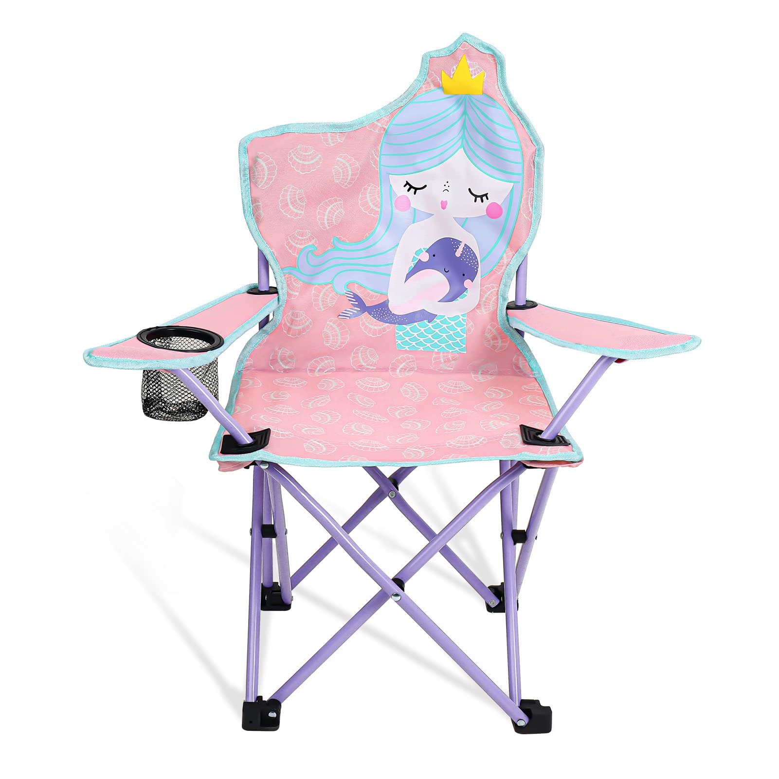 KABOER Kids Folding Camping Chair with Cup Holder & Carry Bag - Portable Outdoor Lawn Chair for Children, Beach, Picnic, Backyard, Travel & Camping Trips
