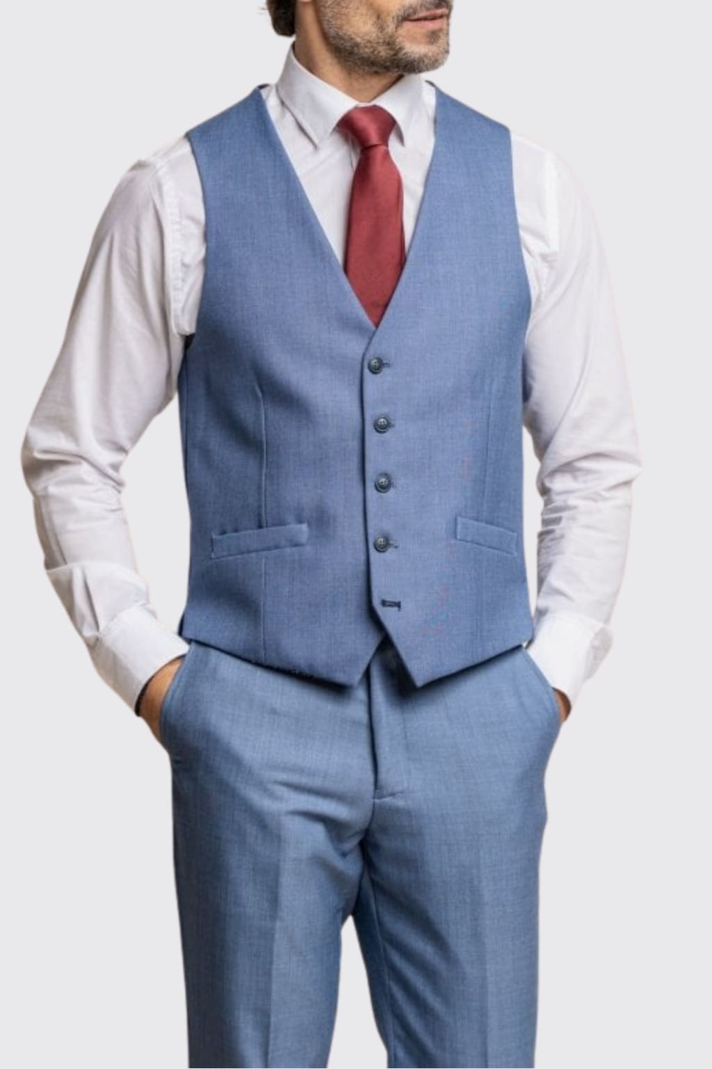 Stylish Cavani Blue Jay Sky Blue Waistcoat for Men | Formal & Wedding Vest | Perfect for Business, Evening Events & Special Occasions