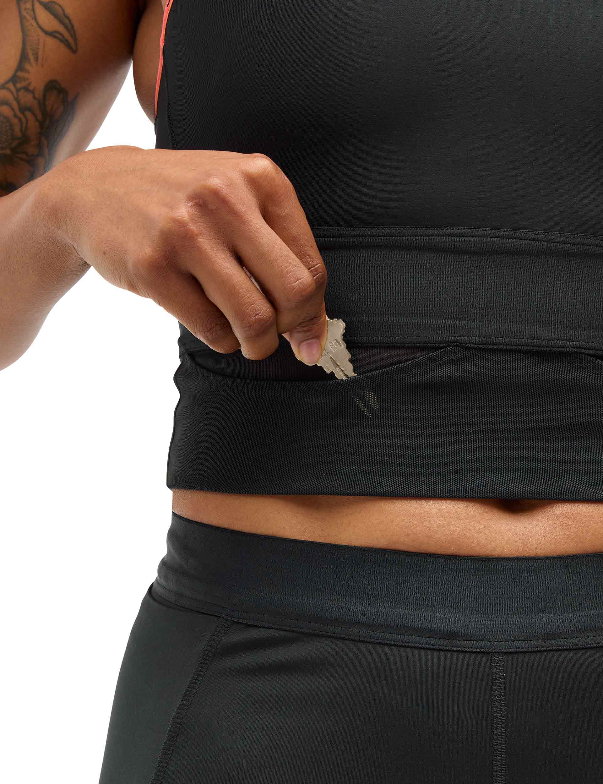Race Day Sports Bra - High Support Black Workout Bra for Running, Yoga & Gym