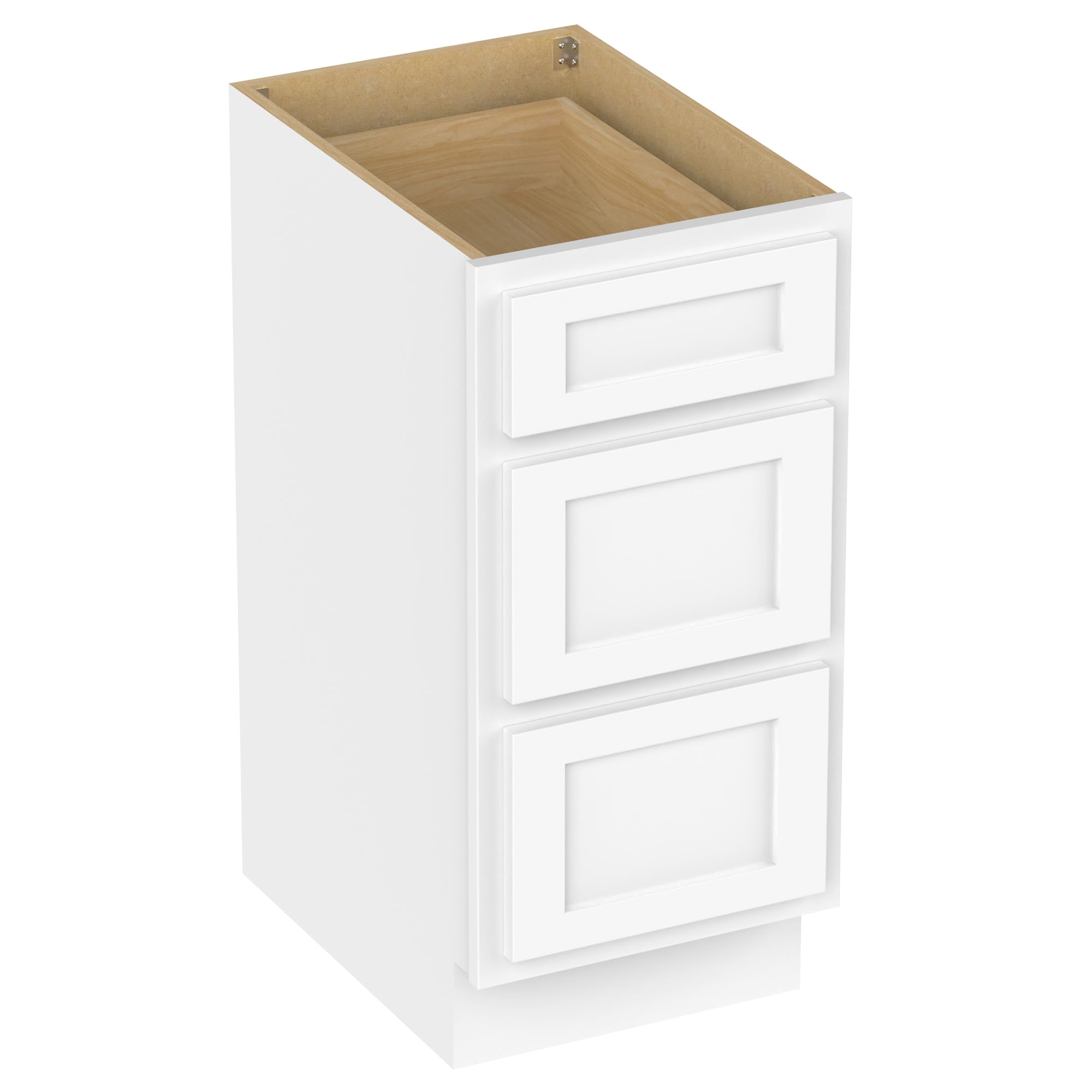 Vanity Art 15 Inch Bathroom Vanity Small Base Cabinet with 3 Soft Closing Shaker Drawers - Sturdy Floor Mount Storage Cabinet for Shaving, Washroom Accessories (VA4015-3W) - Perfect for Small Bathrooms, Powder Rooms & Apartment Vanities