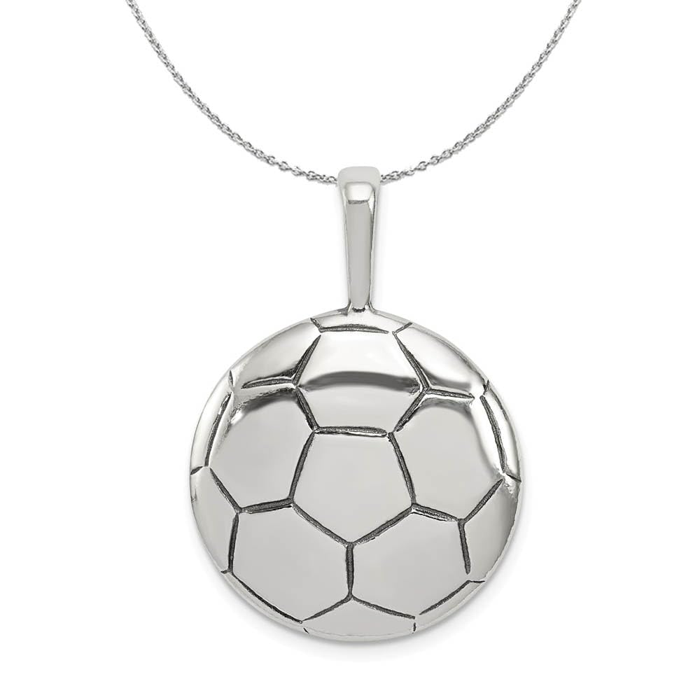 Vintage Soccer Ball Pendant Necklace - 22mm Sterling Silver Black Bow Charm for Women | Perfect Gift for Soccer Fans, Athletes & Sports Lovers