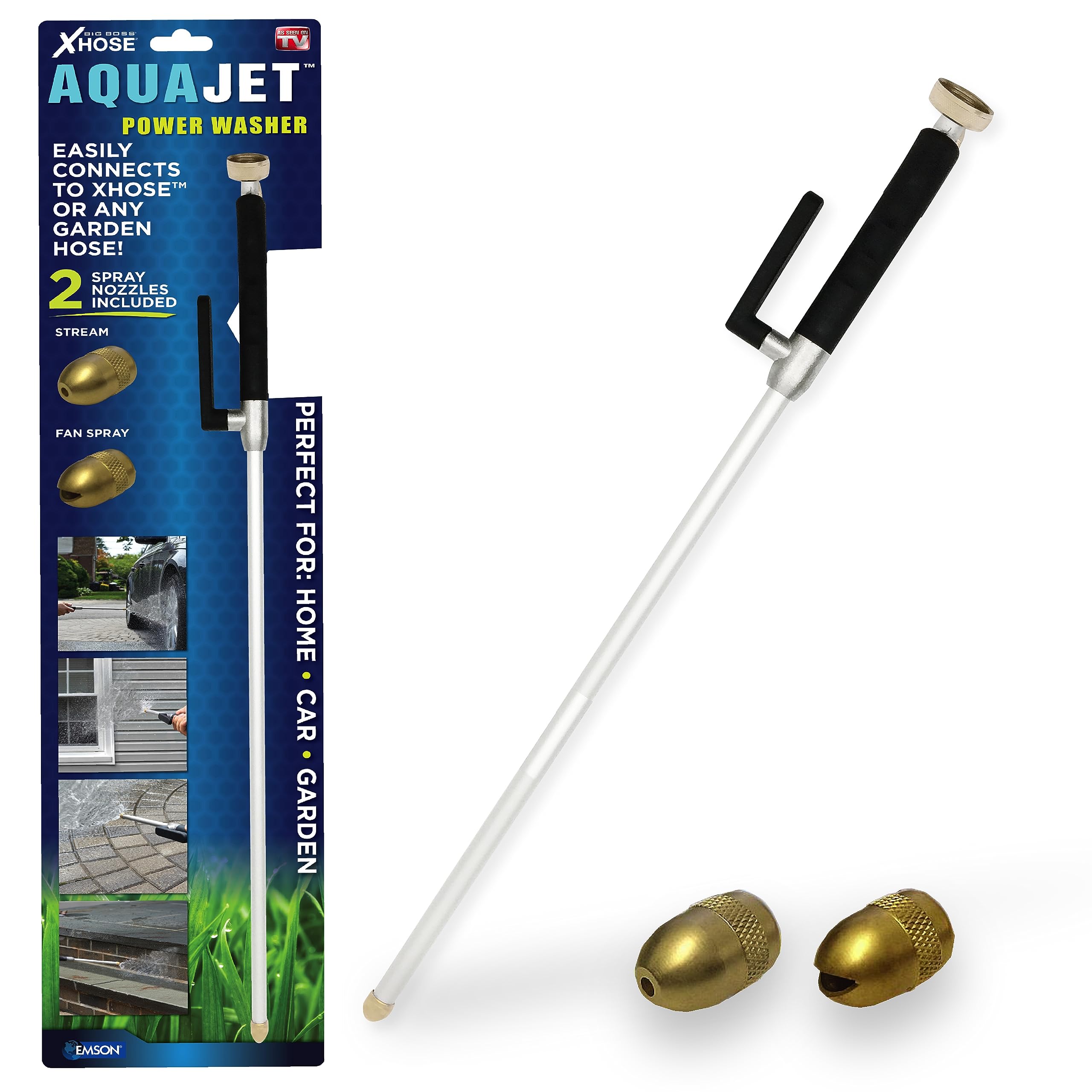 WaterJet Xhose Aqua Water Jet Power Washer - High Pressure Garden Hose Nozzle for Car Washing, Patio Cleaning, and Outdoor Use | Perfect for Home, Garage, and RV Cleaning