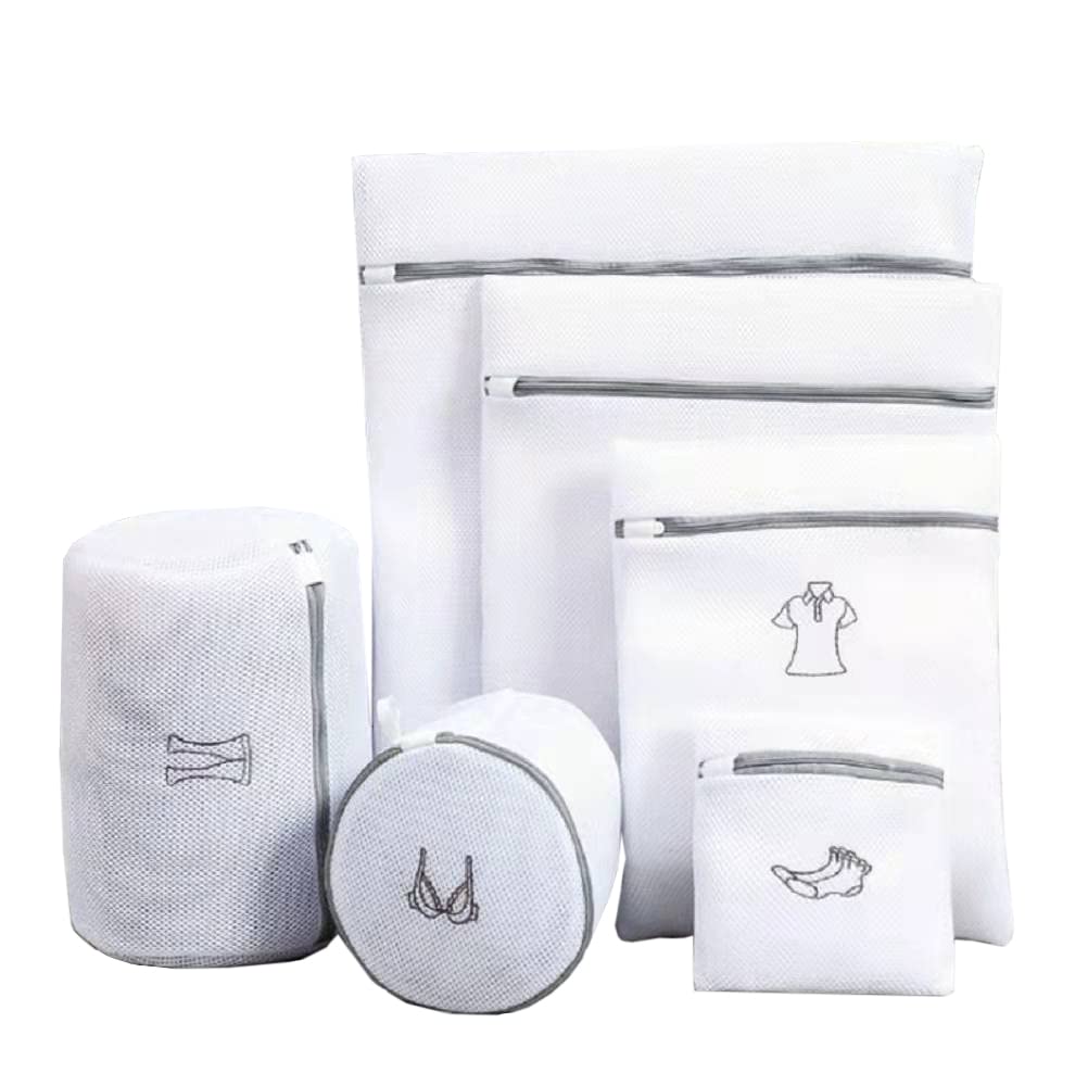 6-Pack Mesh Laundry Bags for Delicates - Washable Garment Protector for Tops, Coats, Skirts, Pants, Socks & Underwear - Gentle Machine Wash Bags for Bras & Delicate Clothing (Perfect for Travel & Home Laundry)