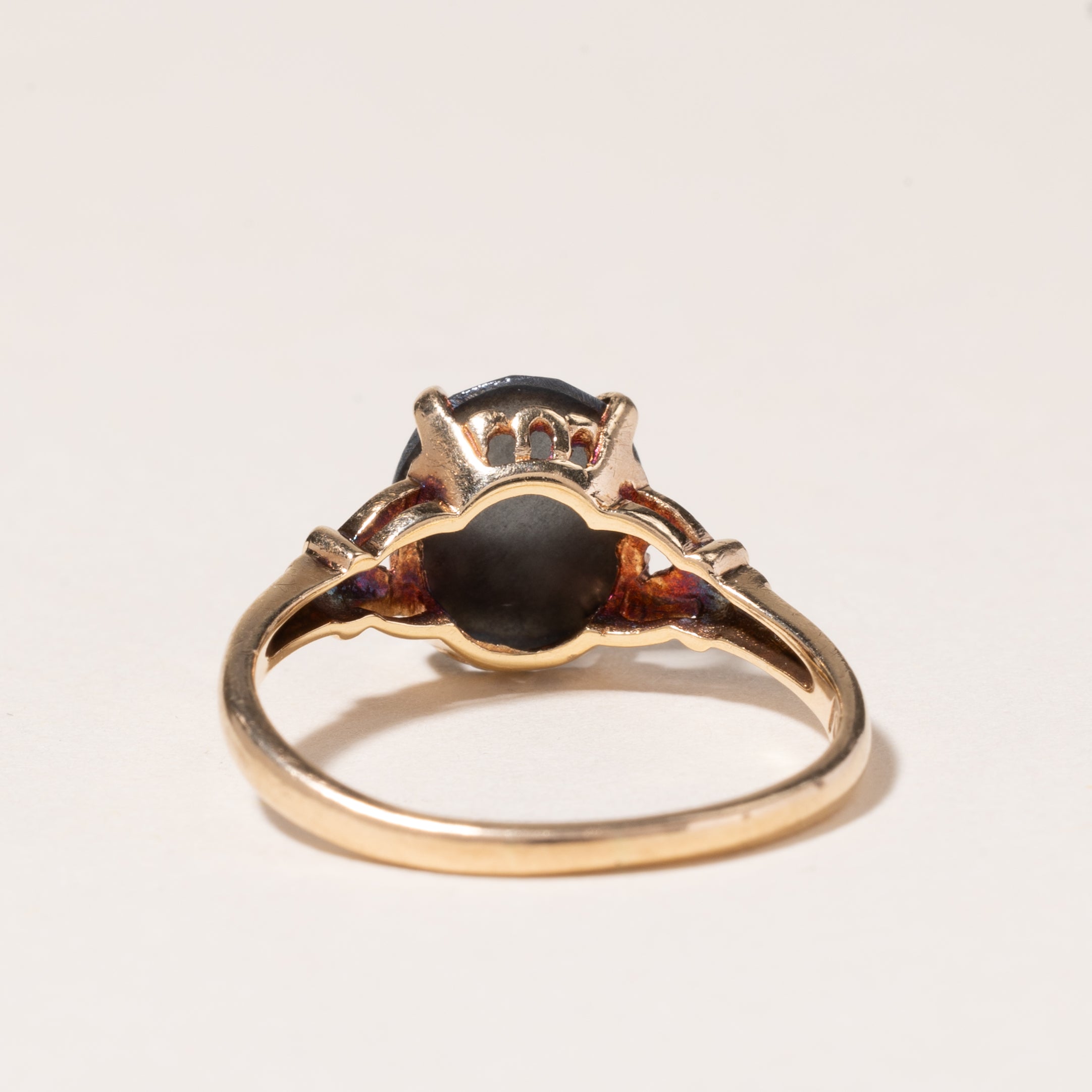 10K Yellow Gold Hematite Ring for Women - 1.76ct Genuine Hematite Stone - Size 6.5 - Elegant Dainty Ring for Everyday Wear, Gift Giving & Special Occasions