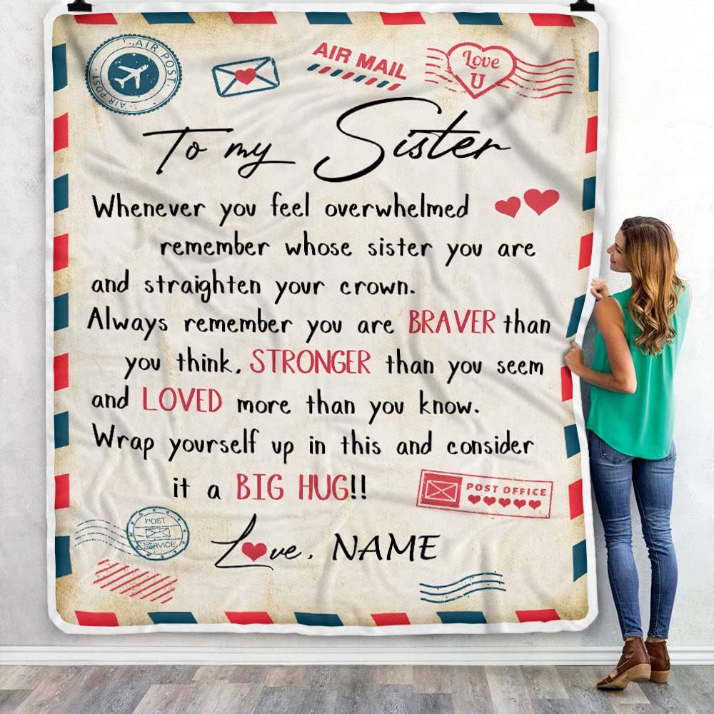 Custom Fleece Blanket for Sister - Personalized Gift from Brother, 60x80 Inch, Birthday Graduation Christmas Present - Cozy Throw for Home, Dorm, or Travel