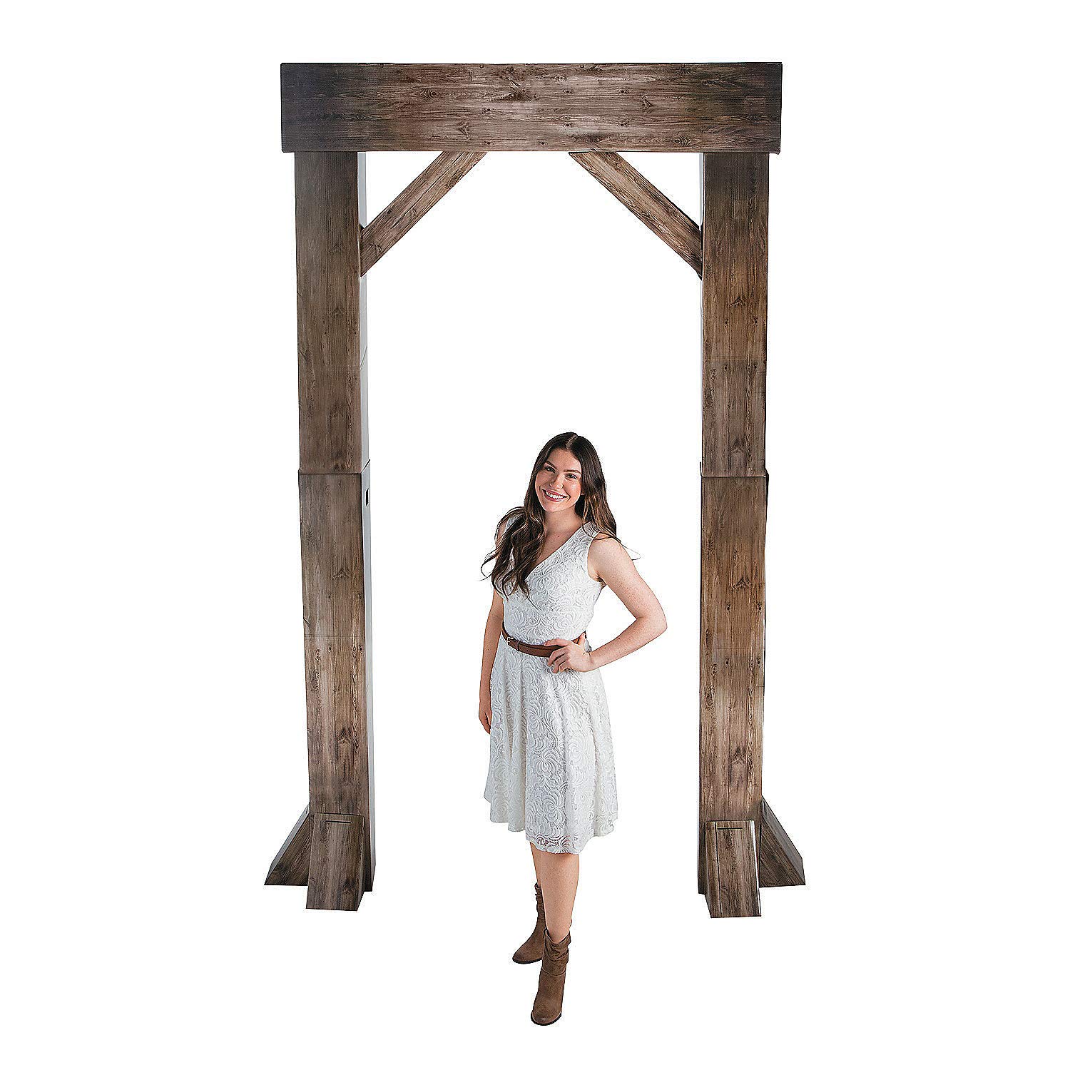 Fun Express Western Ranch Faux Wood Arch - Rustic Party Decorations - Vacation Bible School VBS Supplies - 1 Piece - Perfect for Cowboy Themed Parties, Church Events & Western Weddings