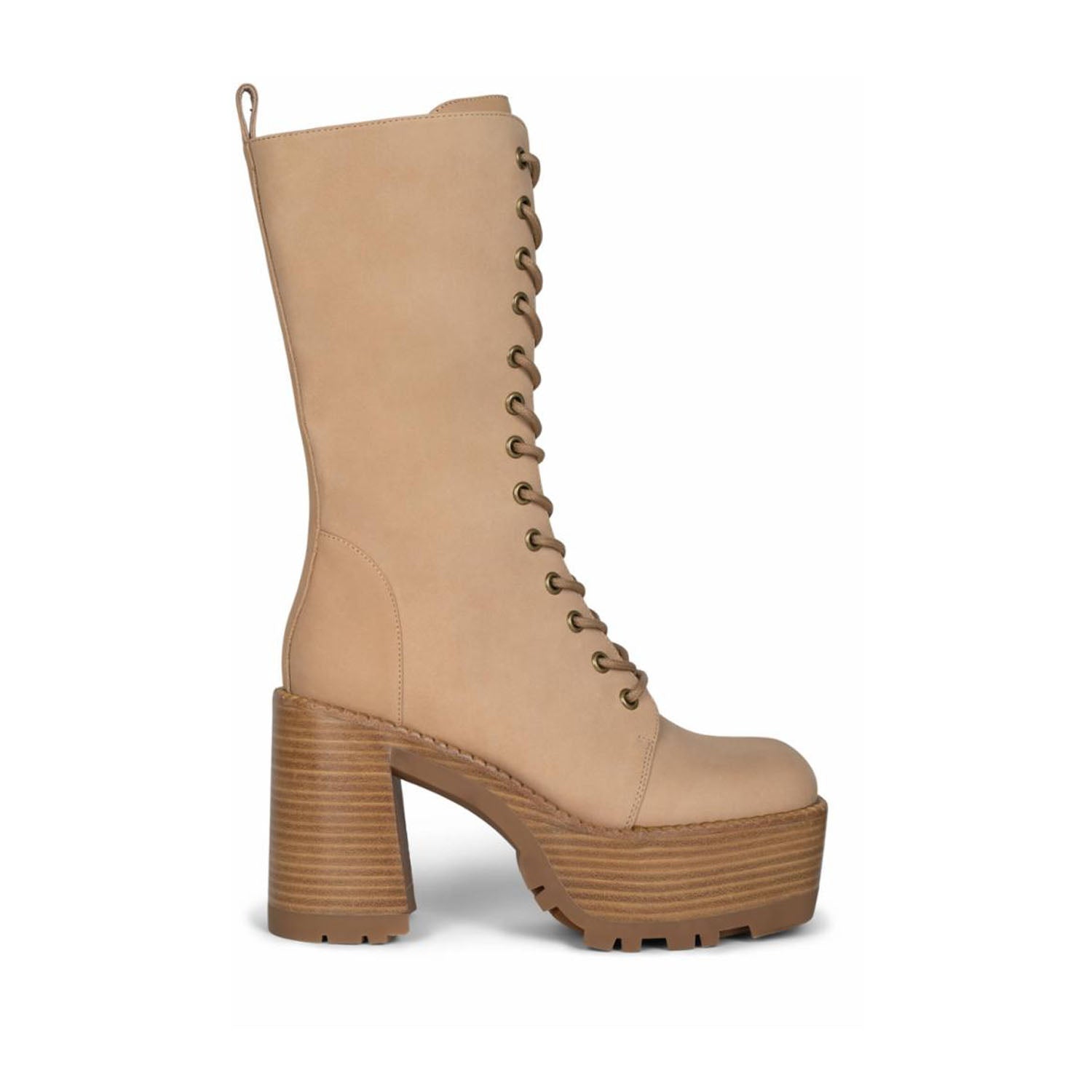 Jeffrey Campbell Women's Theband_Lu Nude M Platform Boots - Stylish Chunky Heel Ankle Booties for Casual Outfits & Night Out