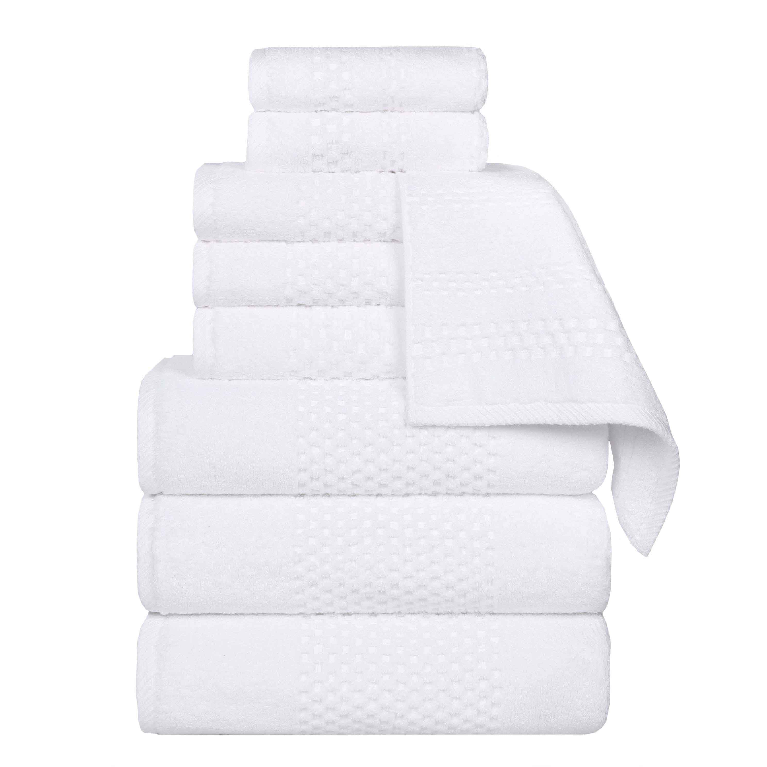 Playa Zero Twist Cotton Solid Waffle Textured 9-Piece Towel Set | Ultra Soft & Absorbent Bath & Beach Towels for Spa, Pool, Gym & Home Use