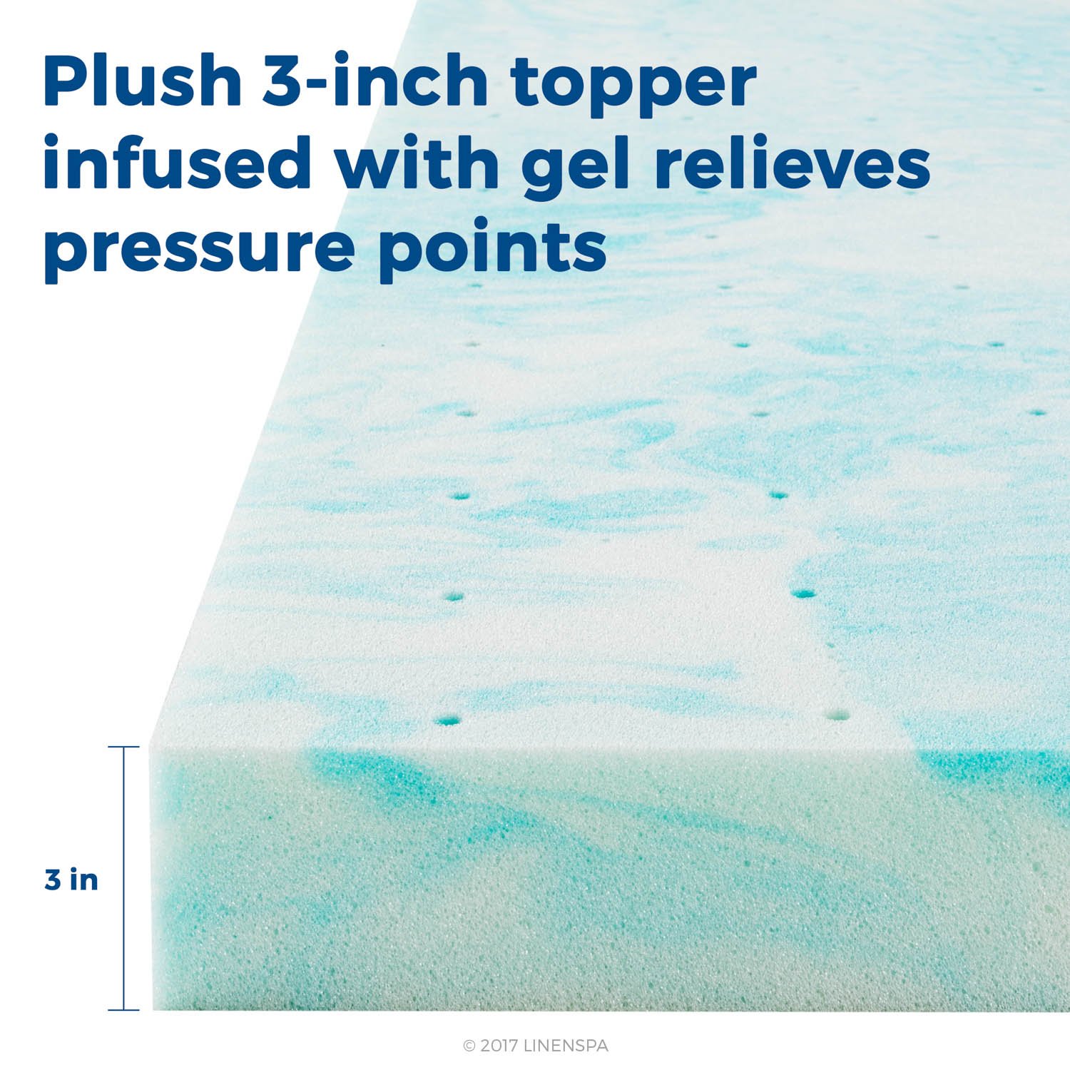 LINENSPA 3 Inch Gel Swirl Memory Foam Mattress Topper - Cooling Gel Infused for Temperature Regulation - Pressure Relieving Support - CertiPUR-US Certified - Full Size - Perfect for Hot Sleepers & Back Pain Relief - Enhances Comfort for Beds, Guest Rooms & RVs