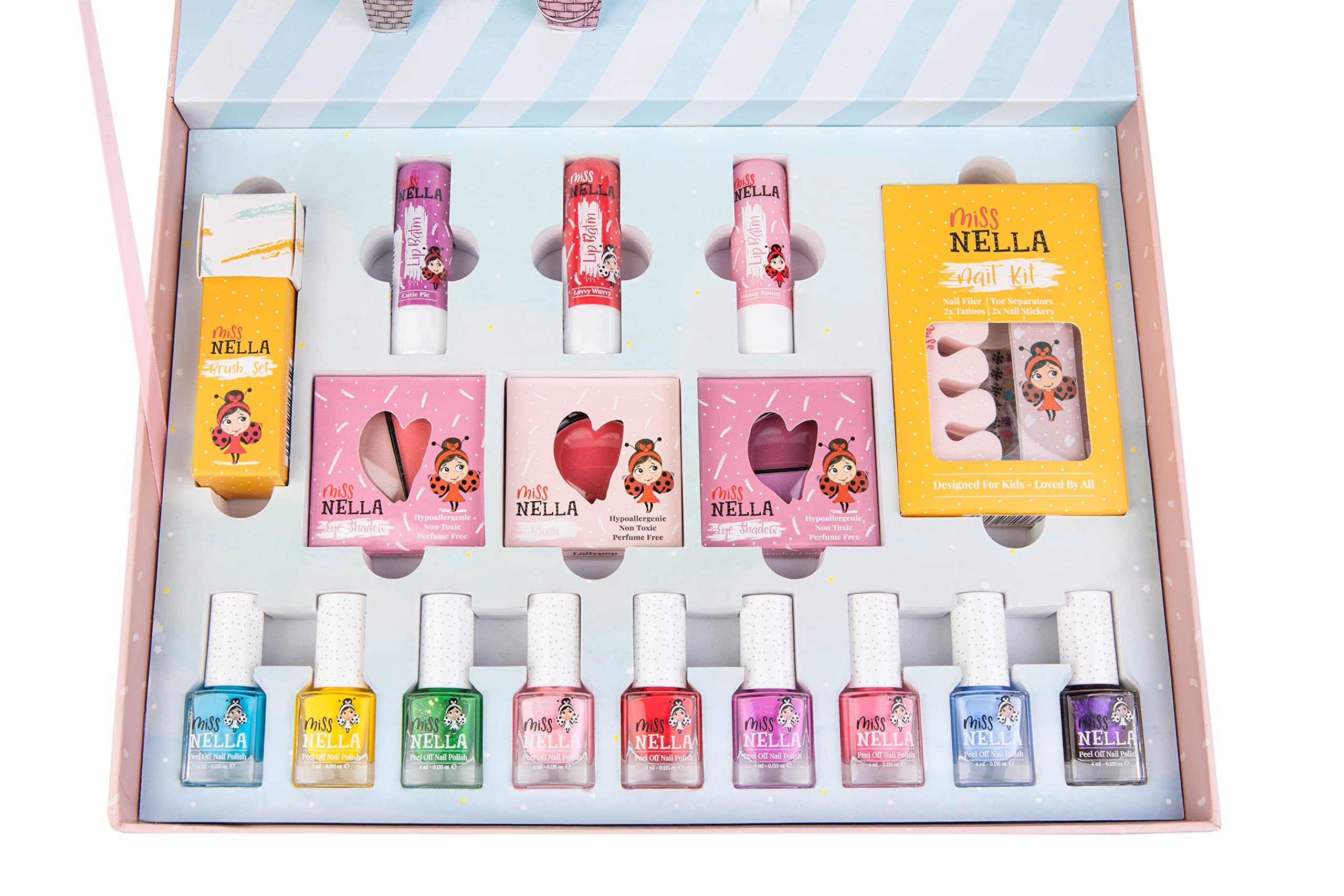 Miss Nella Pop-up Beauty Suitcase - Kids Nail Polish & Accessories Set | Non-Toxic & Safe for Children & Teens | Perfect for Birthday Parties, Sleepovers & Pretend Play | Portable Makeup Case for Girls