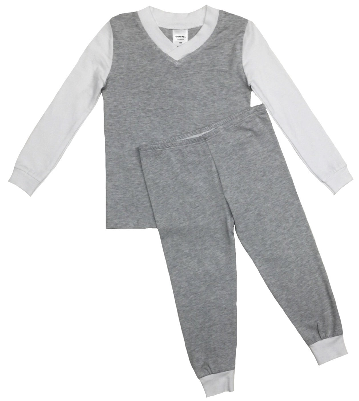 Grey & White V-Neck Long Sleeve Women's Outfit Set - Casual Loungewear for Home, Office & Travel