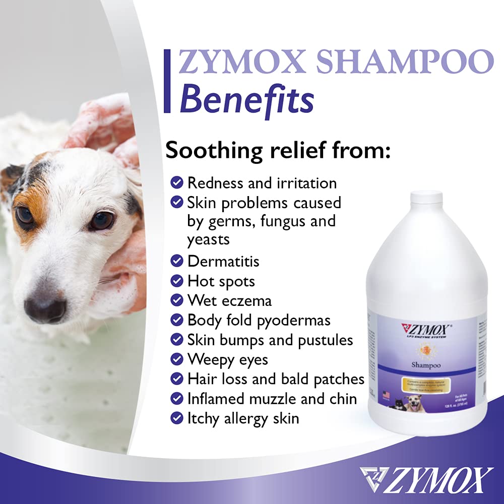 Zymox Enzymatic Shampoo for Dogs & Cats - 1 Gallon with Vitamin D | Gentle Pet Shampoo for Itchy Skin, Allergies & Odor Control