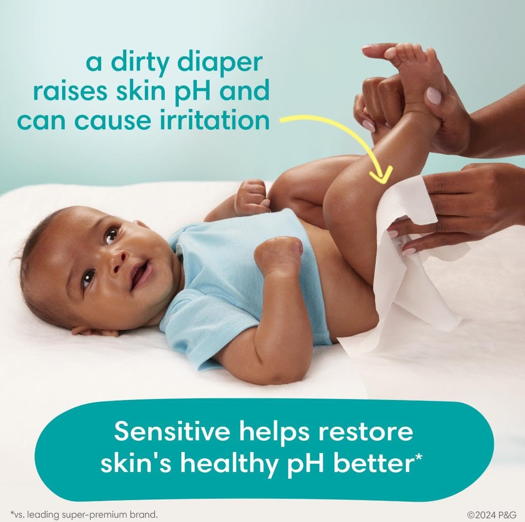 Pampers Baby Dry Disposable Diapers - Size 1 (252 Count) & Size 2 (234 Count) Starter Kit with Sensitive Water-Based Baby Wipes - 12 Flip-Top Packs (1008 Wipes Total) - Perfect for Newborns, Infants & Overnight Protection
