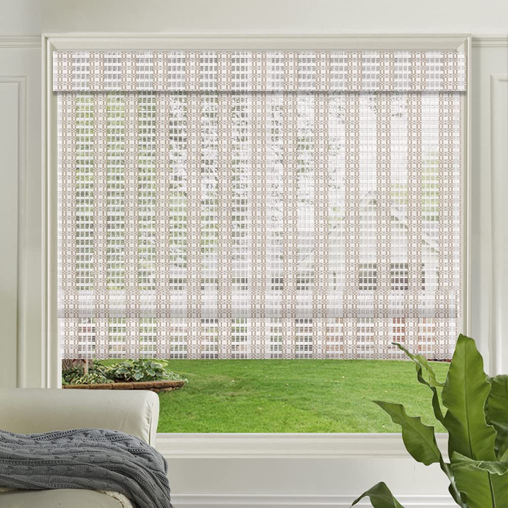 Letau Cordless Wooden Roman Shades - Bamboo Light Filtering Window Blinds for Home, Kitchen & Office | Easy Installation & Privacy | Perfect for Living Room, Bedroom & Workspace