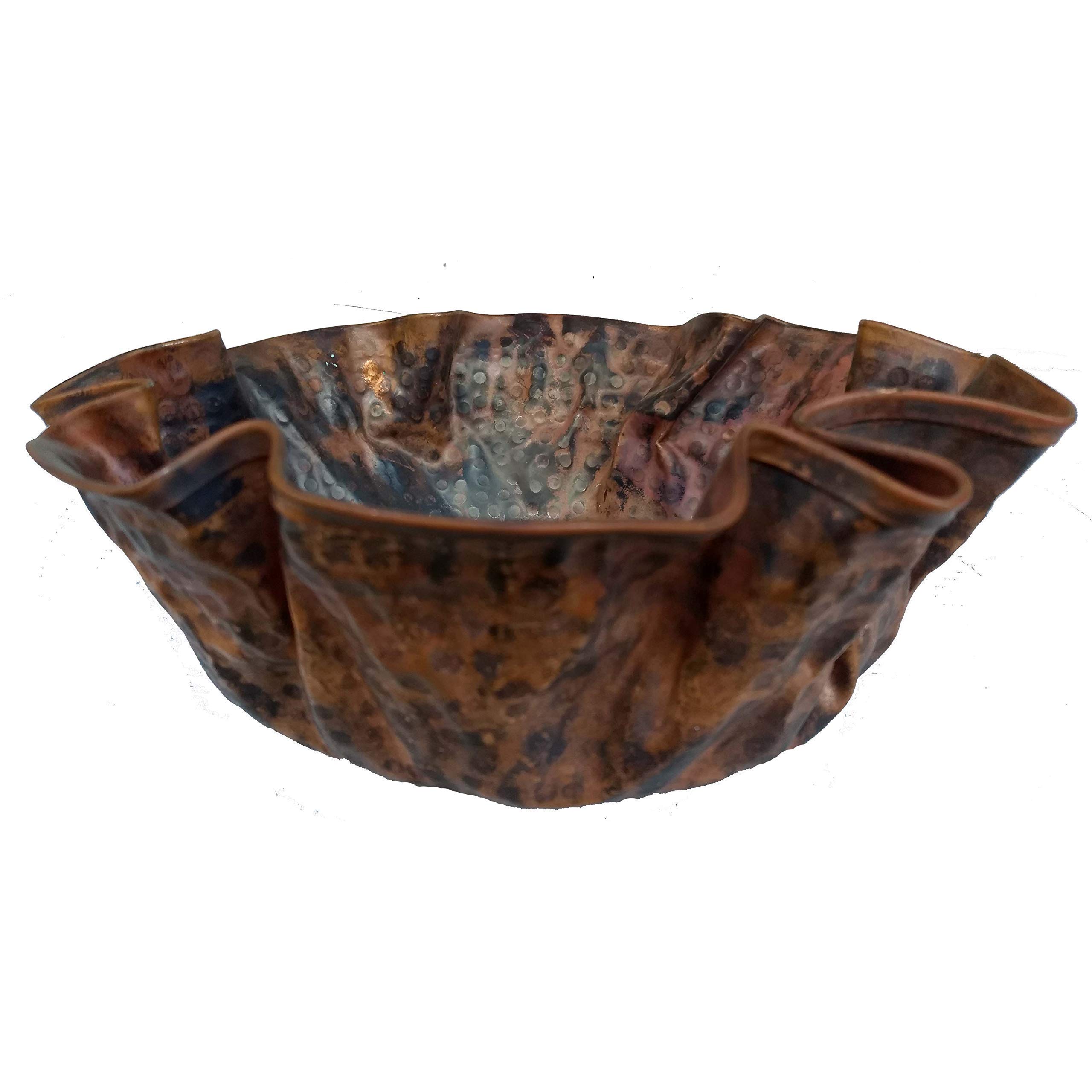 Rustic Copper Vessel Sink with Sea Shell Design - Handcrafted Bathroom Vanity Sink for Farmhouse, Coastal, and Beach House Decor