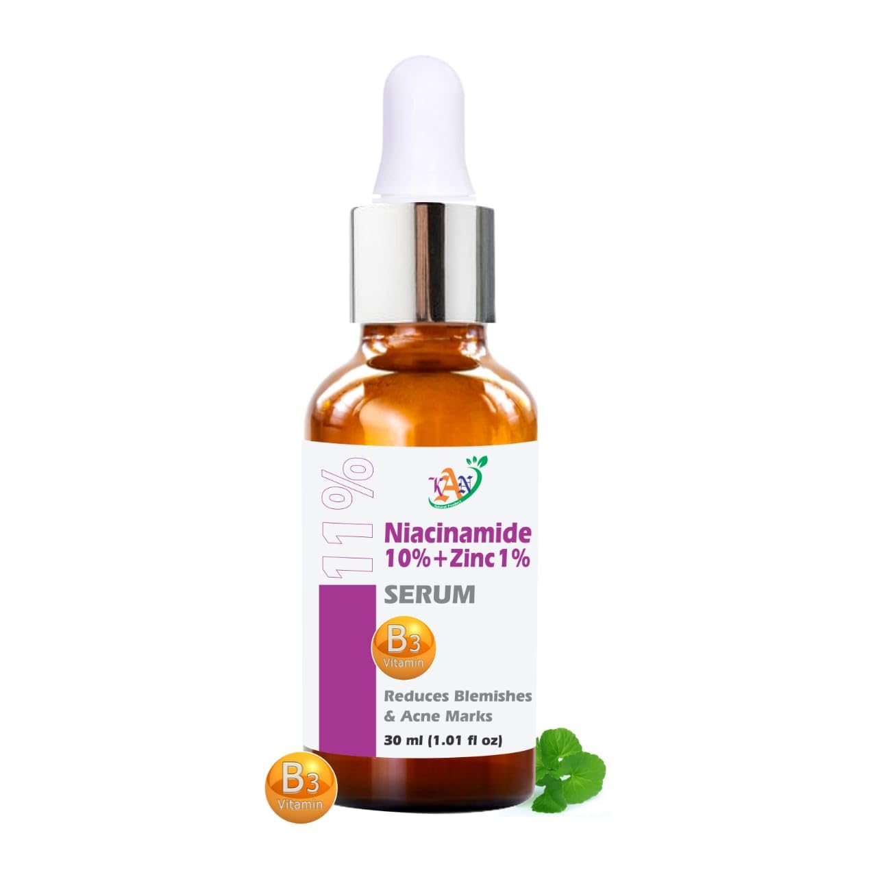 Kan Natural 10% Niacinamide + 1% Zinc Face Serum for Men & Women - Reduces Blemishes, Acne Marks & Pores - Brightening & Hydrating Formula - 30ml (Pack of 2) - Perfect for Daily Skincare Routine & Acne-Prone Skin