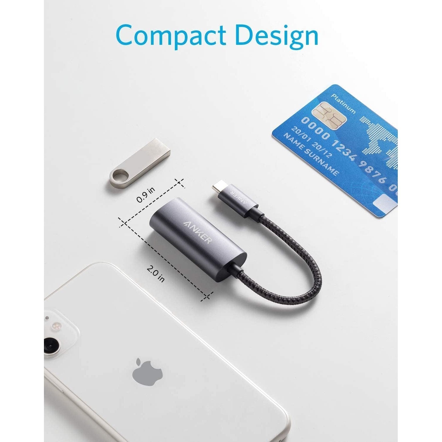 Anker PowerExpand USB C to Gigabit Ethernet Adapter - Portable Aluminum USB-C to Ethernet Converter for MacBook, iPad Pro, Surface - Perfect for Home Office, Gaming & Travel Networking