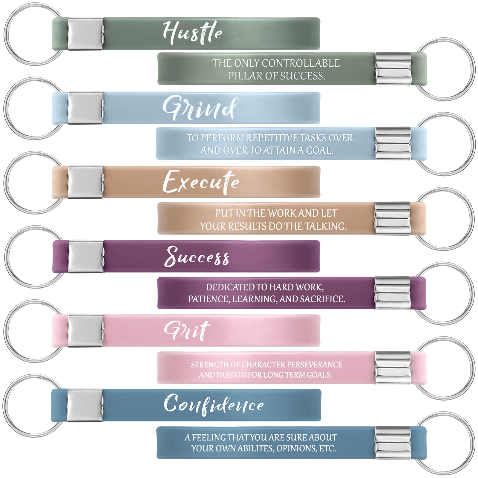 24 Pcs Motivational Silicone Keychains with Inspirational Quotes - Bulk Positive Word Signs for Adults - Perfect for Office, Home, or Gift Giving