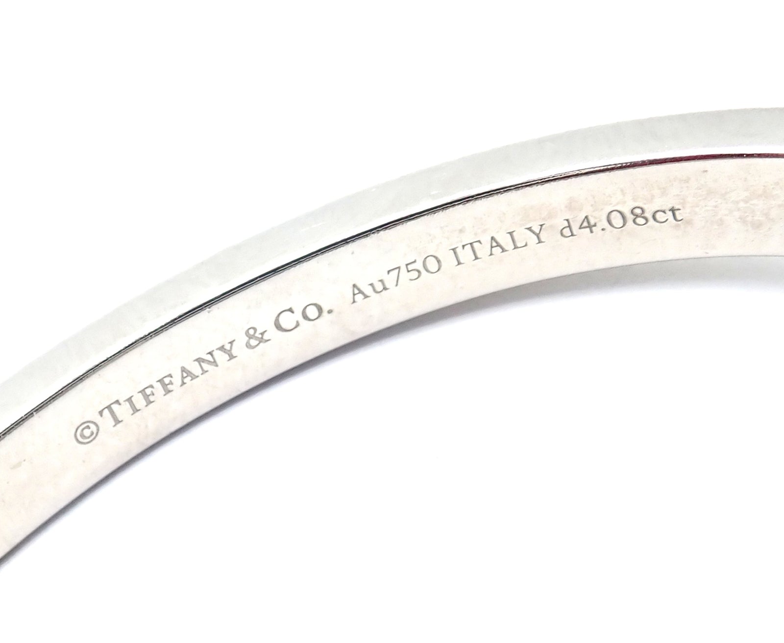 Authentic Tiffany & Co 18k White Gold Diamond T1 Wide Hinged Bangle Bracelet - Luxury Jewelry for Women, Perfect for Weddings, Anniversaries & Special Occasions