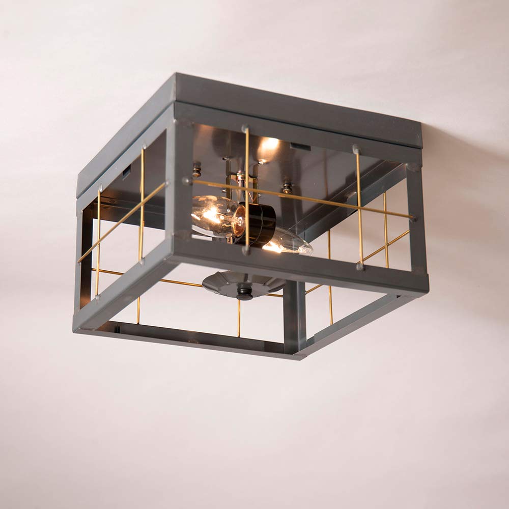 Modern Double Ceiling Light with Brass Bars - Farmhouse Style Chandelier for Dining Room, Bedroom, or Living Room Lighting